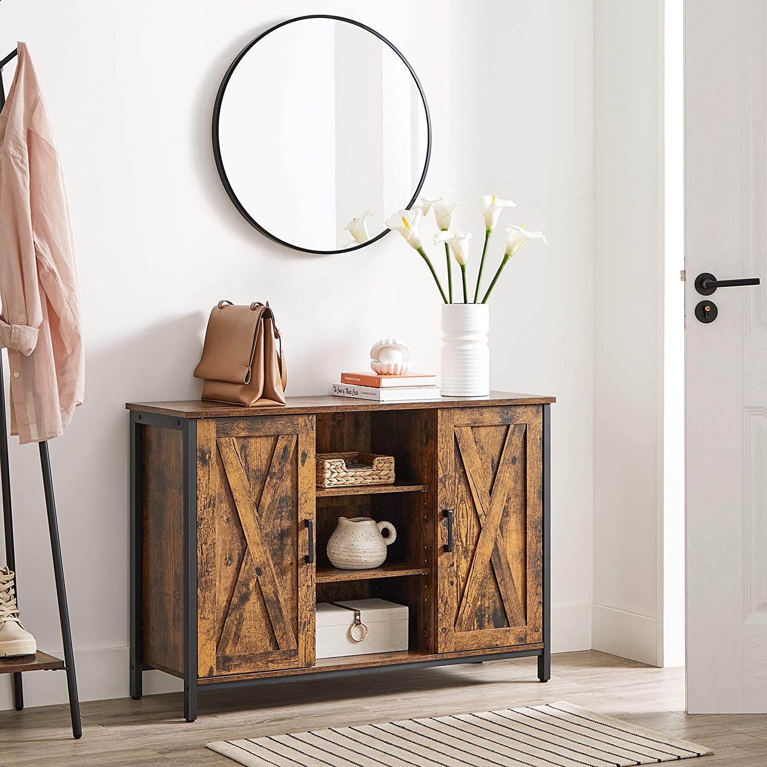Nancy's Bothell Sideboard - Storage cabinet - Vintage - Brown / Black - Chipboard / Steel - 100 x 35 x 70 cm