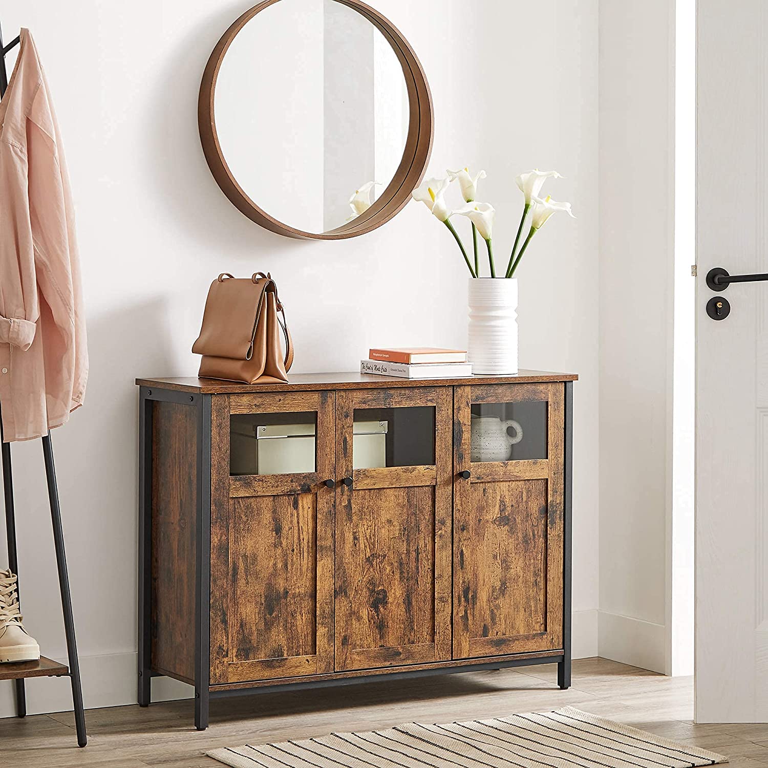 Nancy's Grant Dresser - Storage cabinet - Brown / Black - Chipboard / Steel - 100 x 35 x 75 cm
