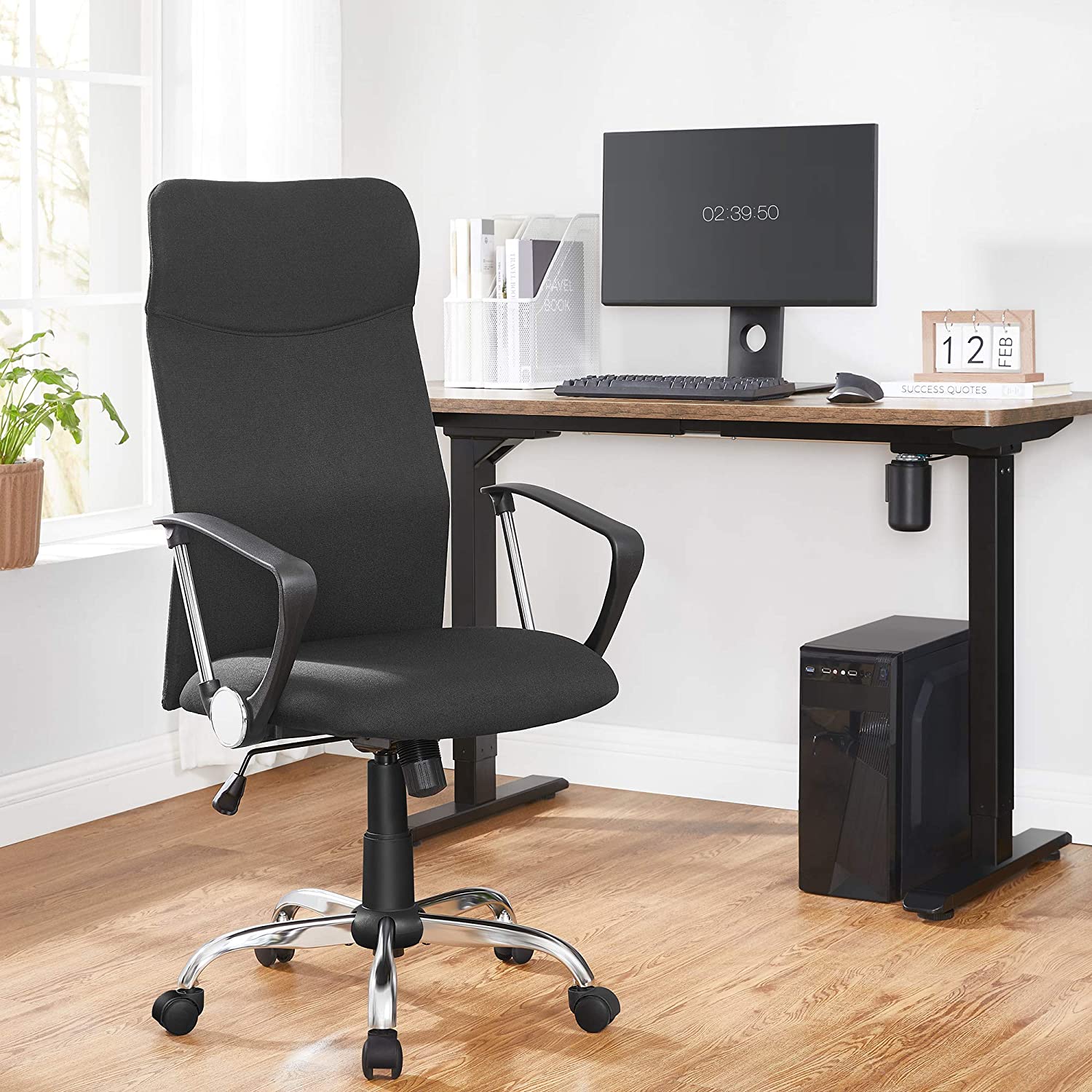 Nancy's Cheminis Office Chair - Swivel Chair - Ergonomic - Executive Chair - Height Adjustable - Upholstered - Black