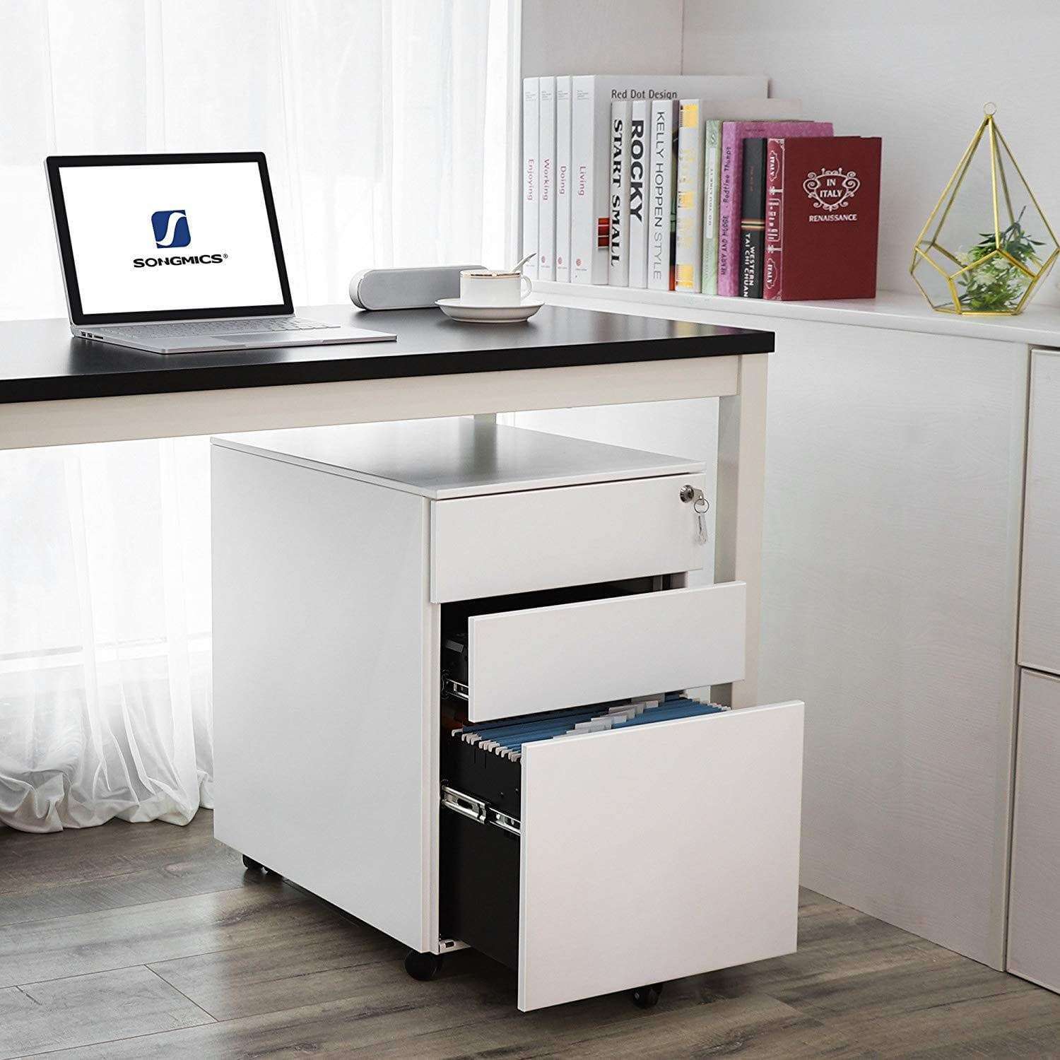 Nancy's Brookdale Bloc à tiroirs - Classeur - Armoire de bureau - Blanc - Acier - ± 50 x 40 x 60 cm