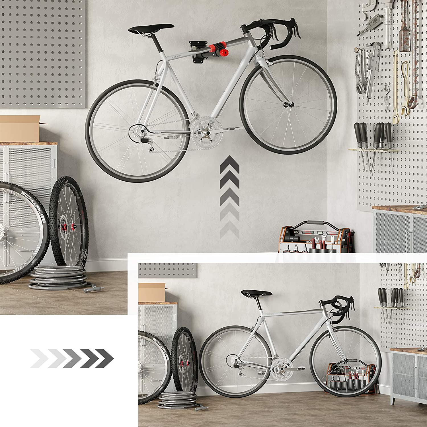 Nancy's Gill Fietsmontagestandaard - Montagestandaard - Wandmontage - 360 Graden Draaibaar - Uitneembaar - Klemarm - Zwart - Staal - 44 x 10 x 10 cm