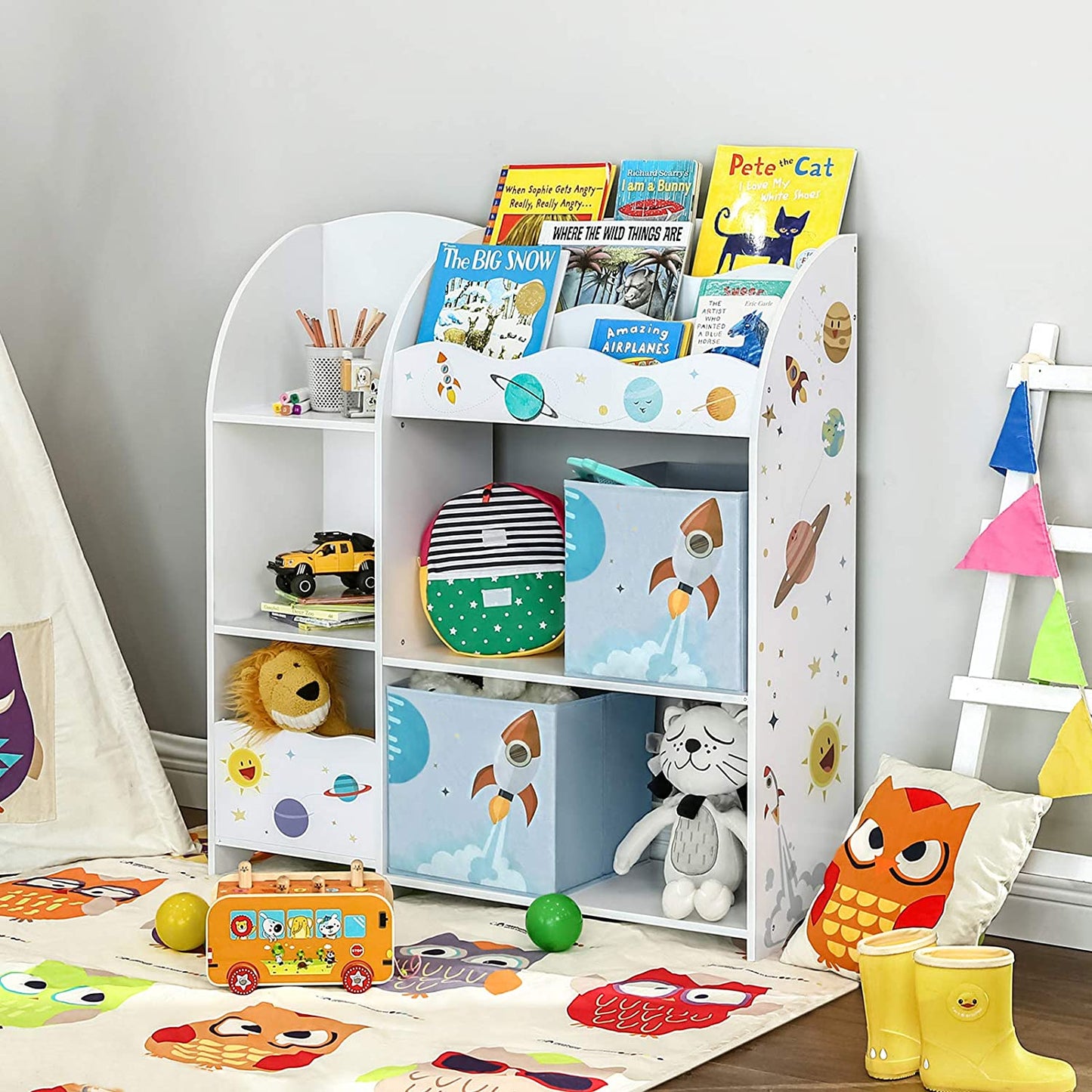 Nancy's Oeiras Speelgoed Organizer - Speelgoed opbergen - Kinderkamer kast - Wit - ± 95 x 30 x 100 cm