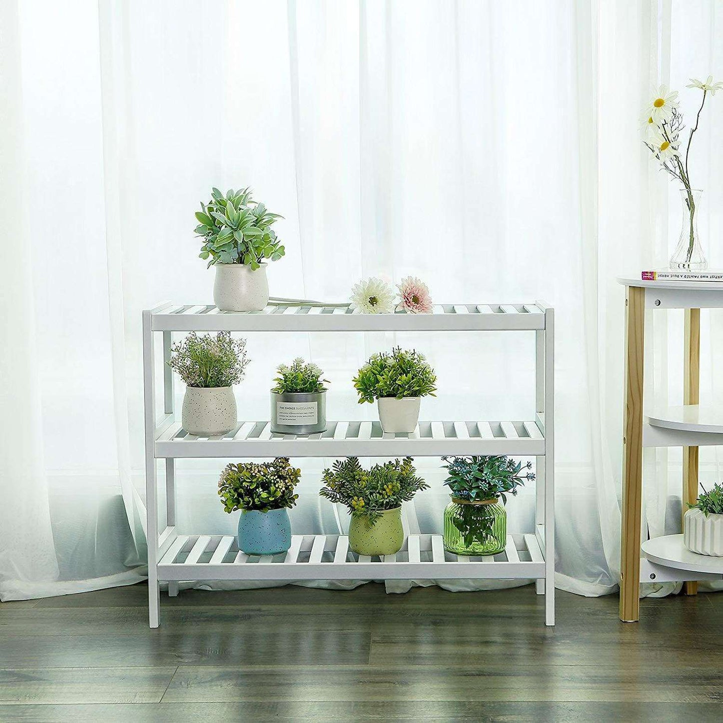 Nancy's Boliqueime Schoenenrek - Schoenenbank - Opbergrek - Voor 12 Paar Schoenen - Wit - Bamboe - ± 70 x 30 x 10 cm
