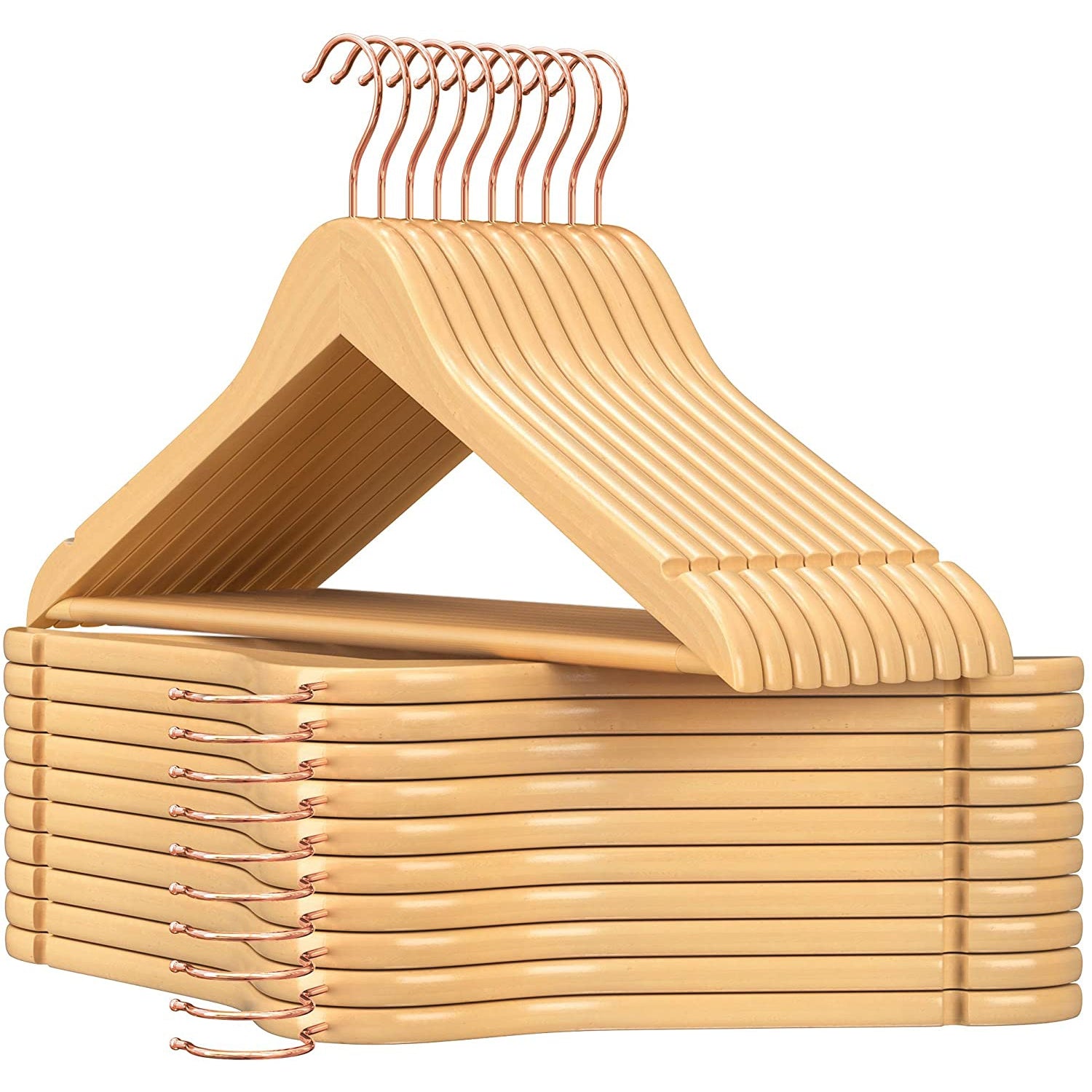 Nancy's Wooden Clothes Hangers - Set of 20 - Suit Hangers - Anti-Slip - 360 Degree Rotatable Hook - Jackets - Shirts - Trousers - Natural Color