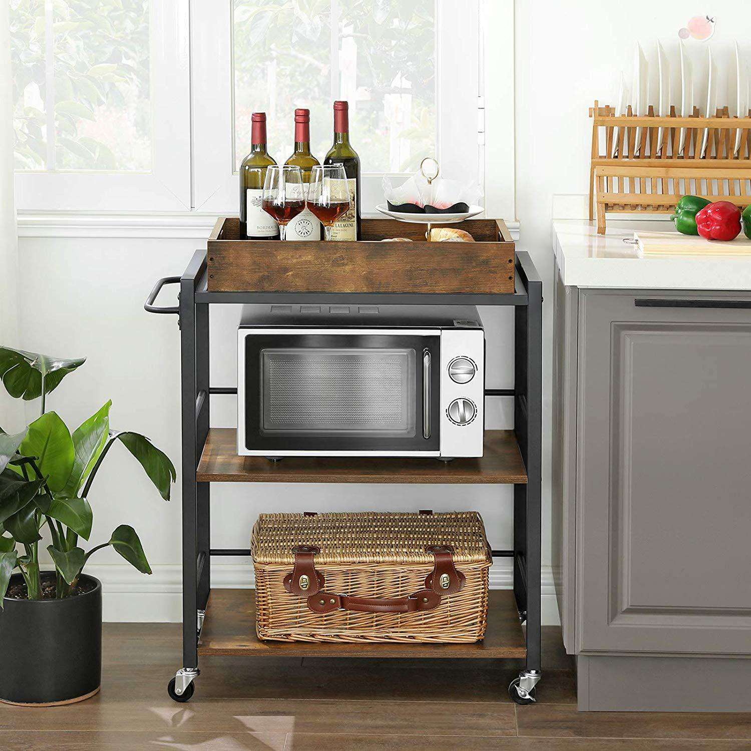 Chariot de cuisine vintage Nancy's Salem - Chariot de service - Chariots de cuisine - Vintage Marron / Noir - ± 65 x 40 x 85 cm