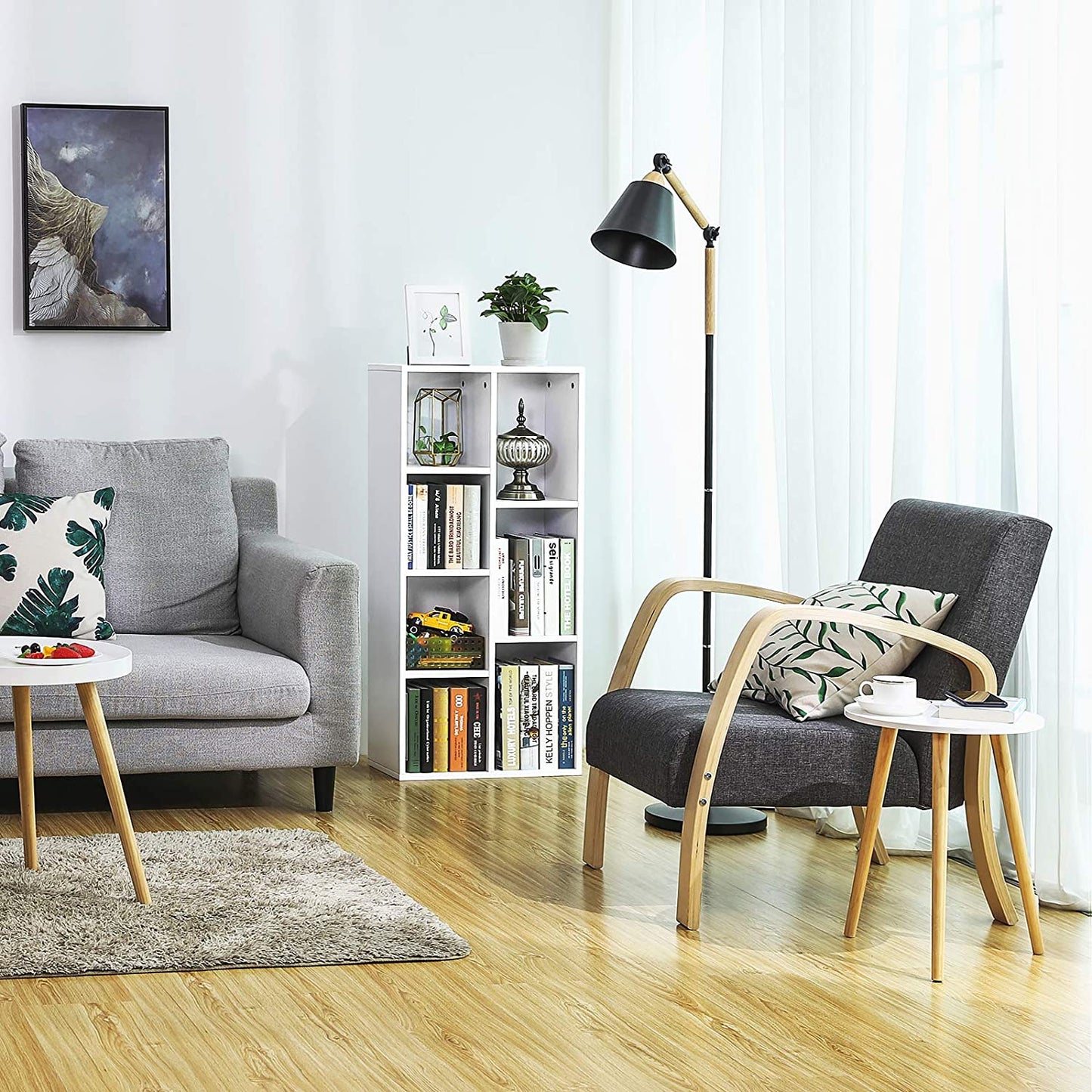 Nancy's Postuno Boekenkast - Wandkast - Vakkenkast - Opbergkast - Wit - ± 50 x 25 x 105 cm