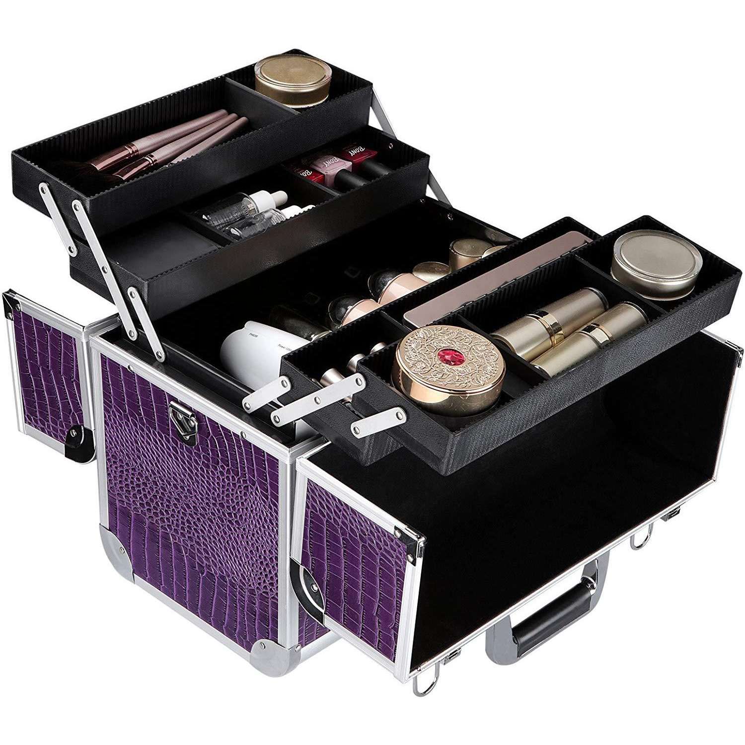 Nancy's Make-up Koffer - Uitklapbare Make Up Case Met 5 Opbergbakken - Make Up Koffer met Slot
