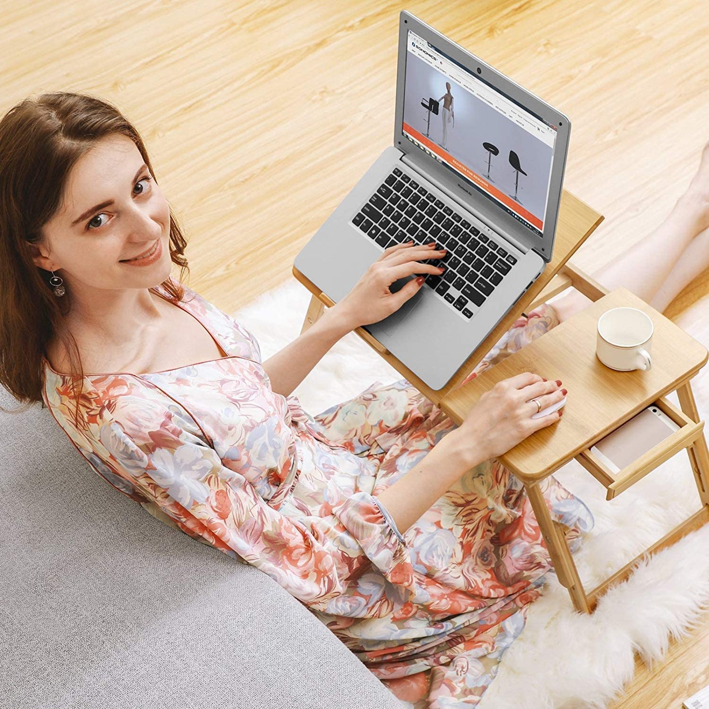 Nancy's Buroda Laptoptafel - Bedtafel - Laptopstandaard - Aanpasbare Hoogte - Bamboe