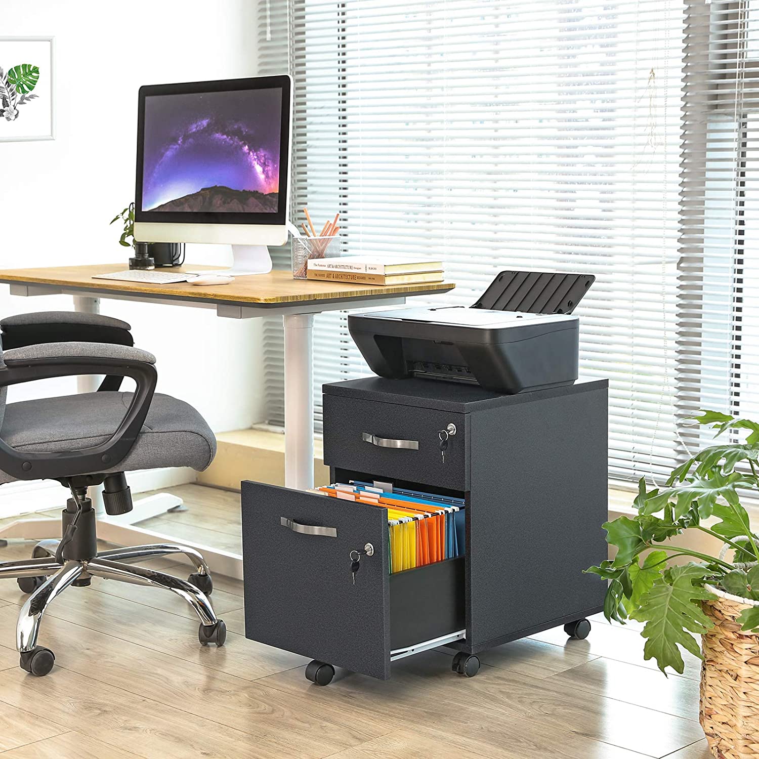 Nancy's Lidya Caisson à tiroirs - Classeur - Armoire de bureau - Noir - ± 40 x 45 x 55 cm