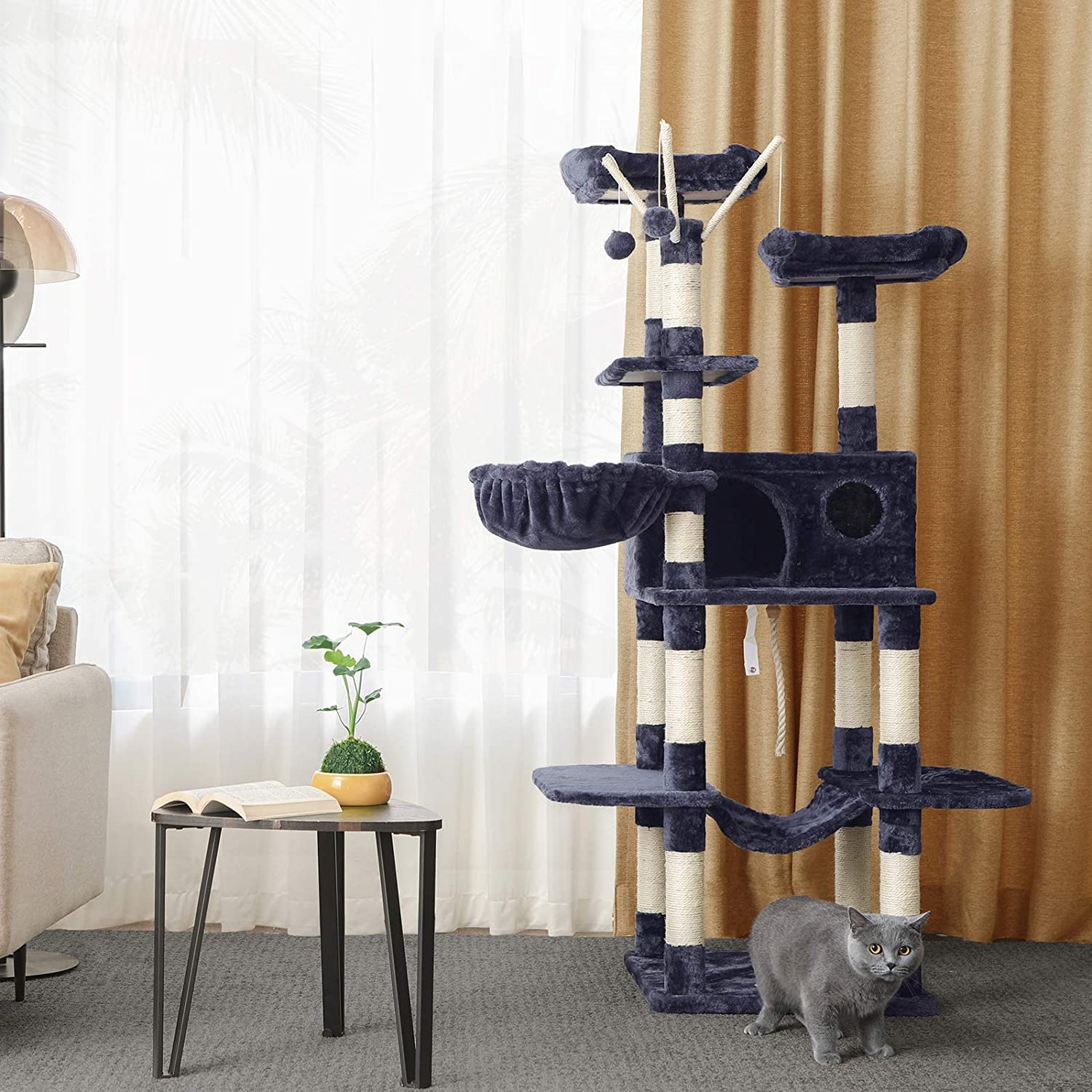 Griffoir pour chat Nancy's XXL Pershore - Arbre à chat - Gris fumée - 50 x 50 x 164 cm