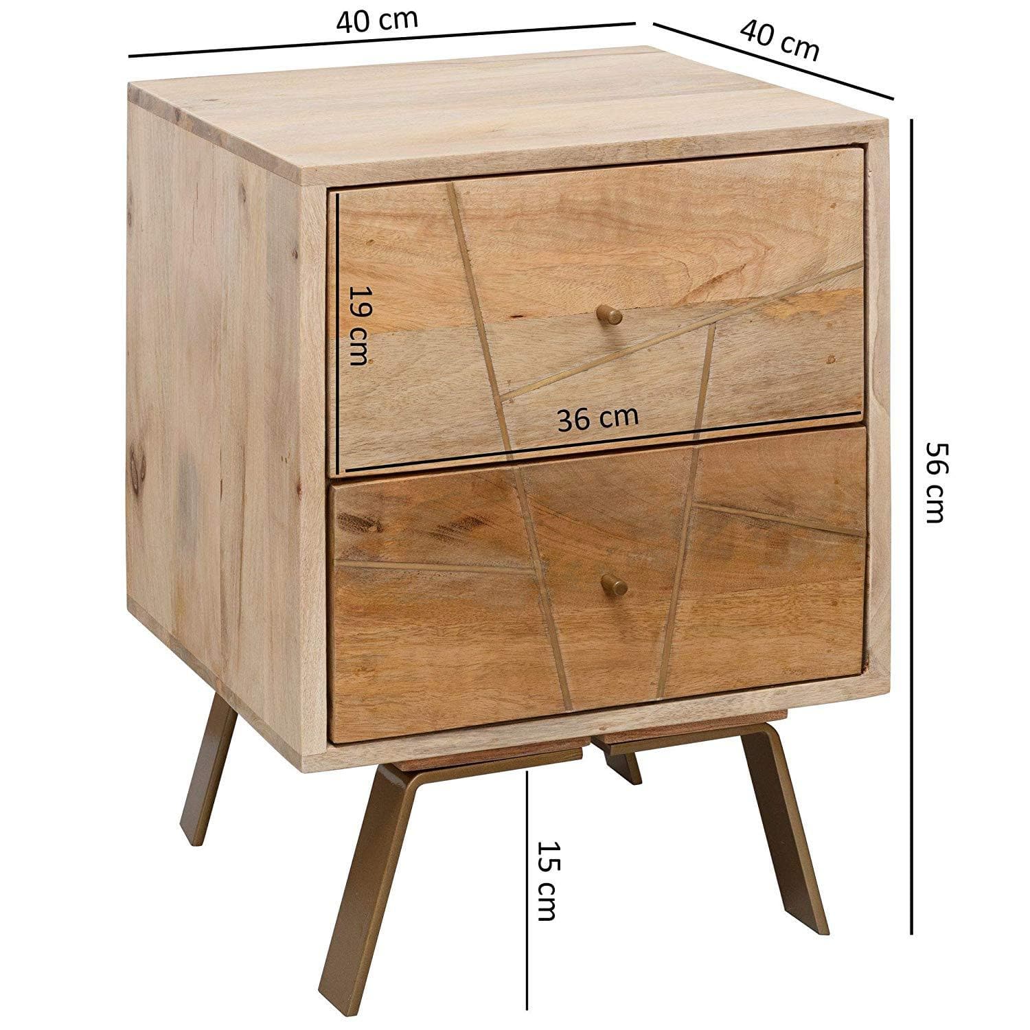 Nancy's Machico Nachtkastje - Bijzettafel - Ladekastje - Massief Mangohout - ± 40 x 40 x 55 cm