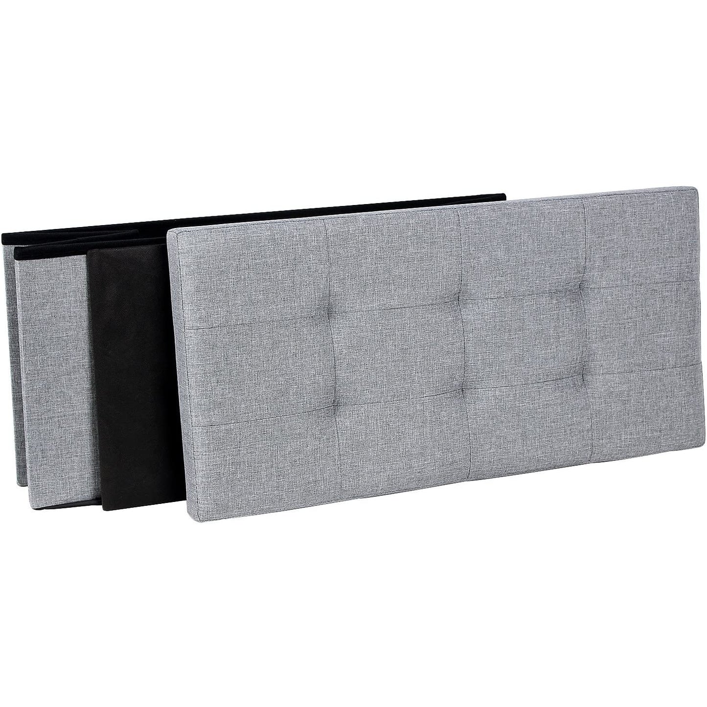 Nancy's Huboe Hocker - Opbergbankje - Zitbankje met opbergruimte - Grijs - ± 75 x 40 x 40 cm