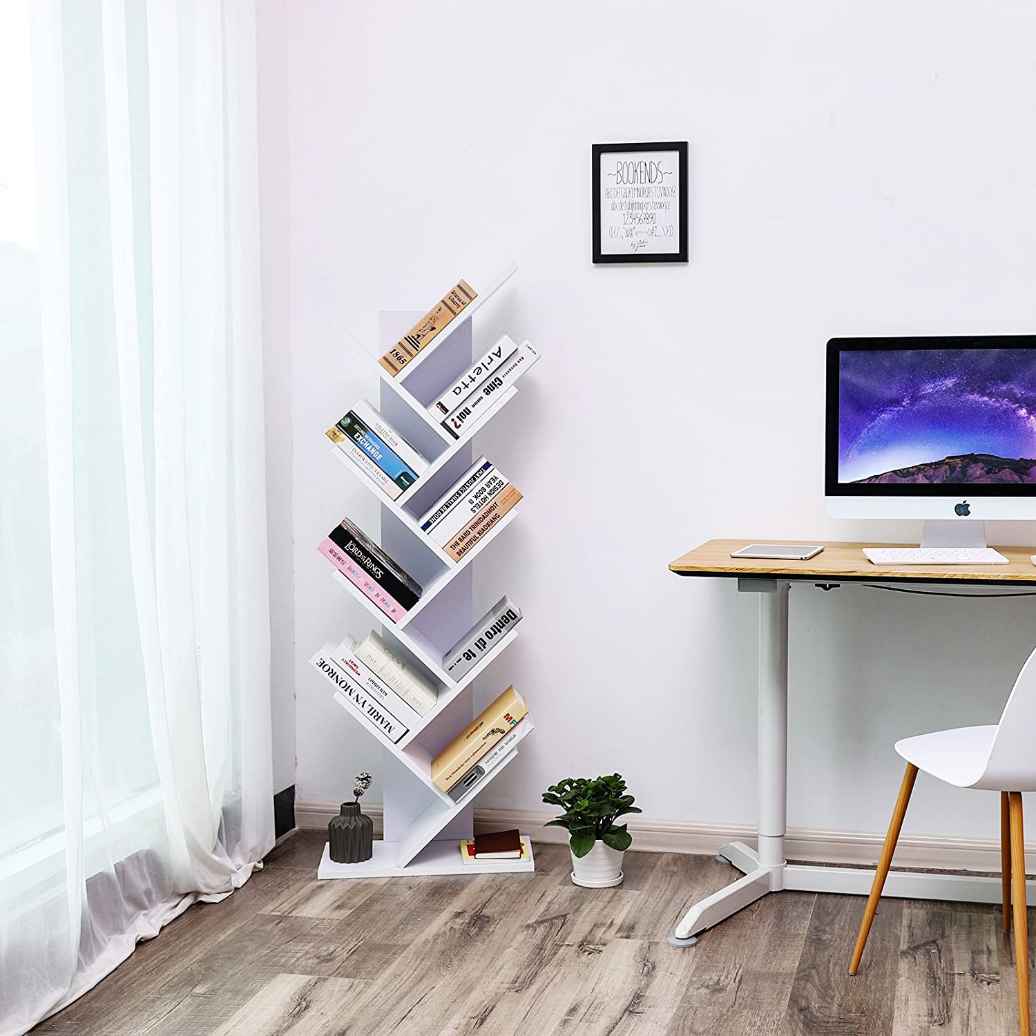 Nancy's Yeovil Boekenkast - Boekensteun - Boekenrek - Boekenregaal - Wit - ± 50 x 25 x 140 cm