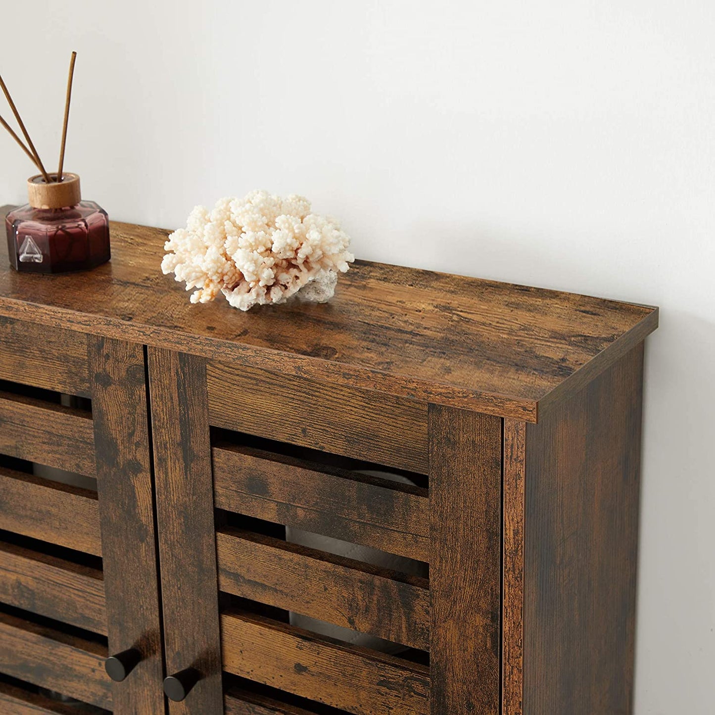 Nancy's Bolingbrook Wandkast - Badkamerkast - Opbergkast - 2 Deuren - 1 Open Vak - Bruin - Bewerkt Hout - Industrieel - 60 x 20 x 70 cm