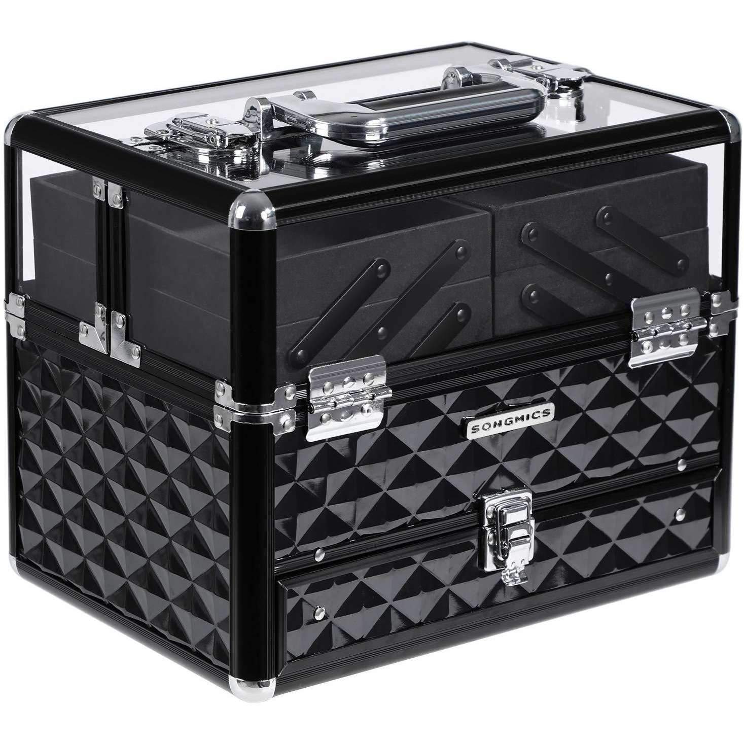 Nancy's - Deluxe Draagbare Make-up Koffer - Opbergdoos met Uittrekbare Lade - Beauty Case - Visagie Cosmetica - Draagbaar - Afsluitbaar met Slot - 30 x 20 x 23,5 cm