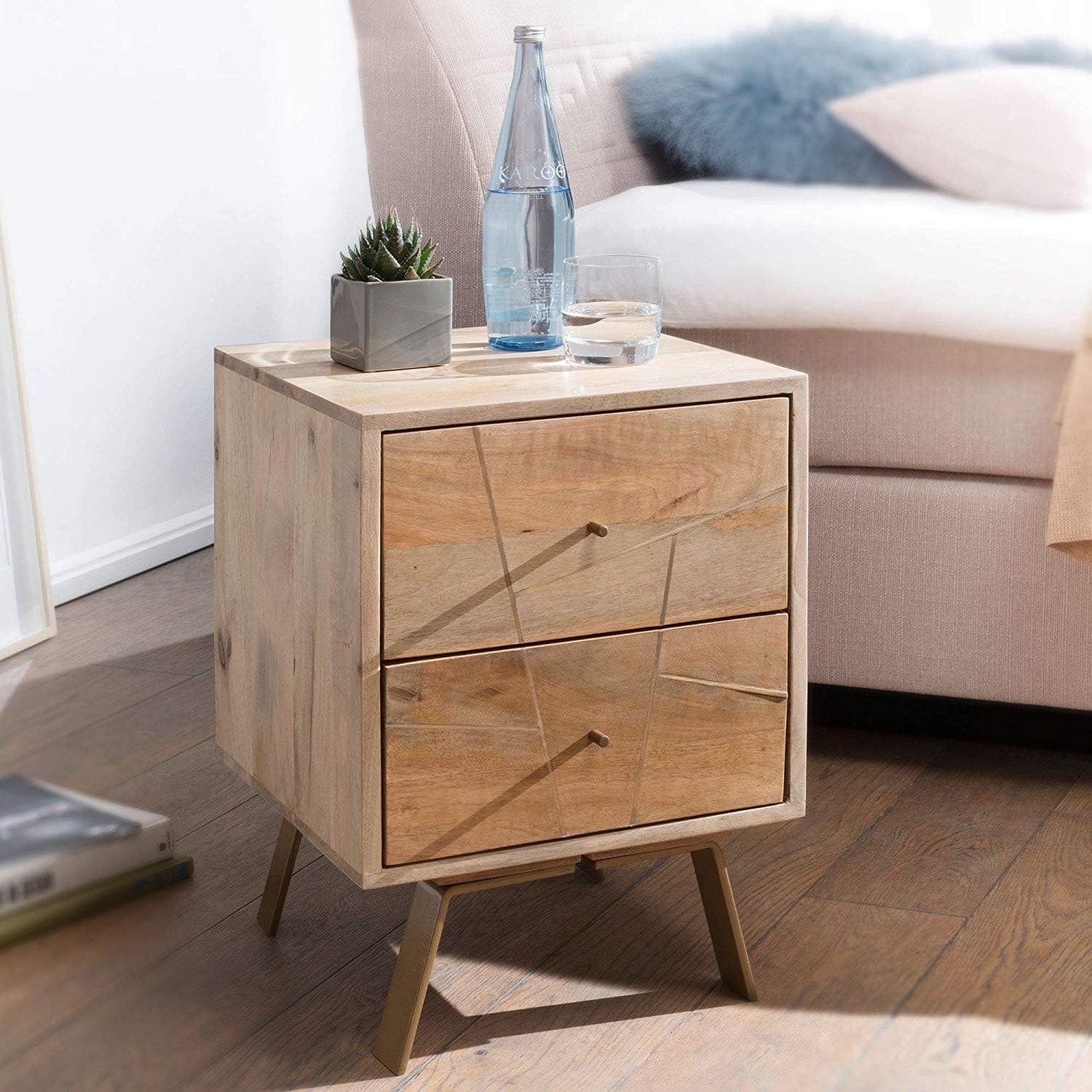 Nancy's Machico Bedside Table - Side Table - Chest of Drawers - Solid Mango Wood - ± 40 x 40 x 55 cm