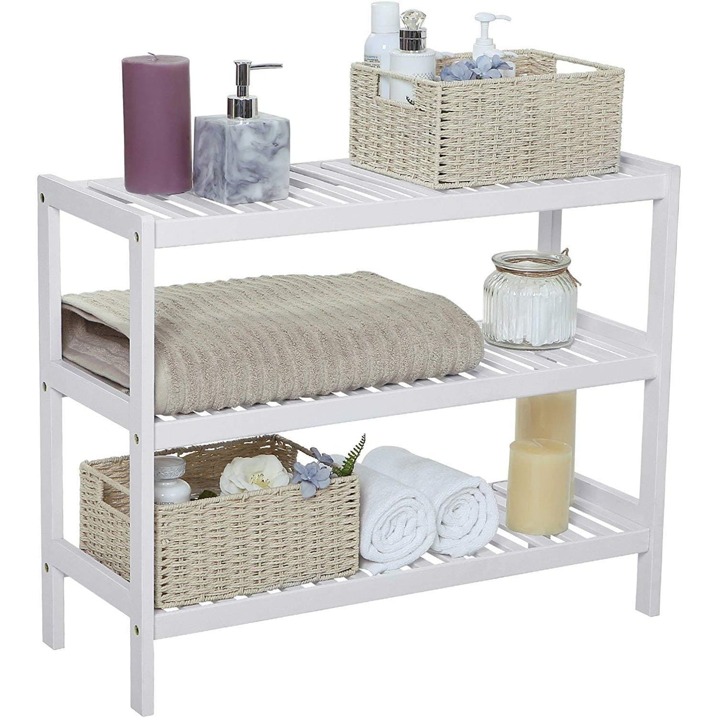 Nancy's Boliqueime Schoenenrek - Schoenenbank - Opbergrek - Voor 12 Paar Schoenen - Wit - Bamboe - ± 70 x 30 x 10 cm