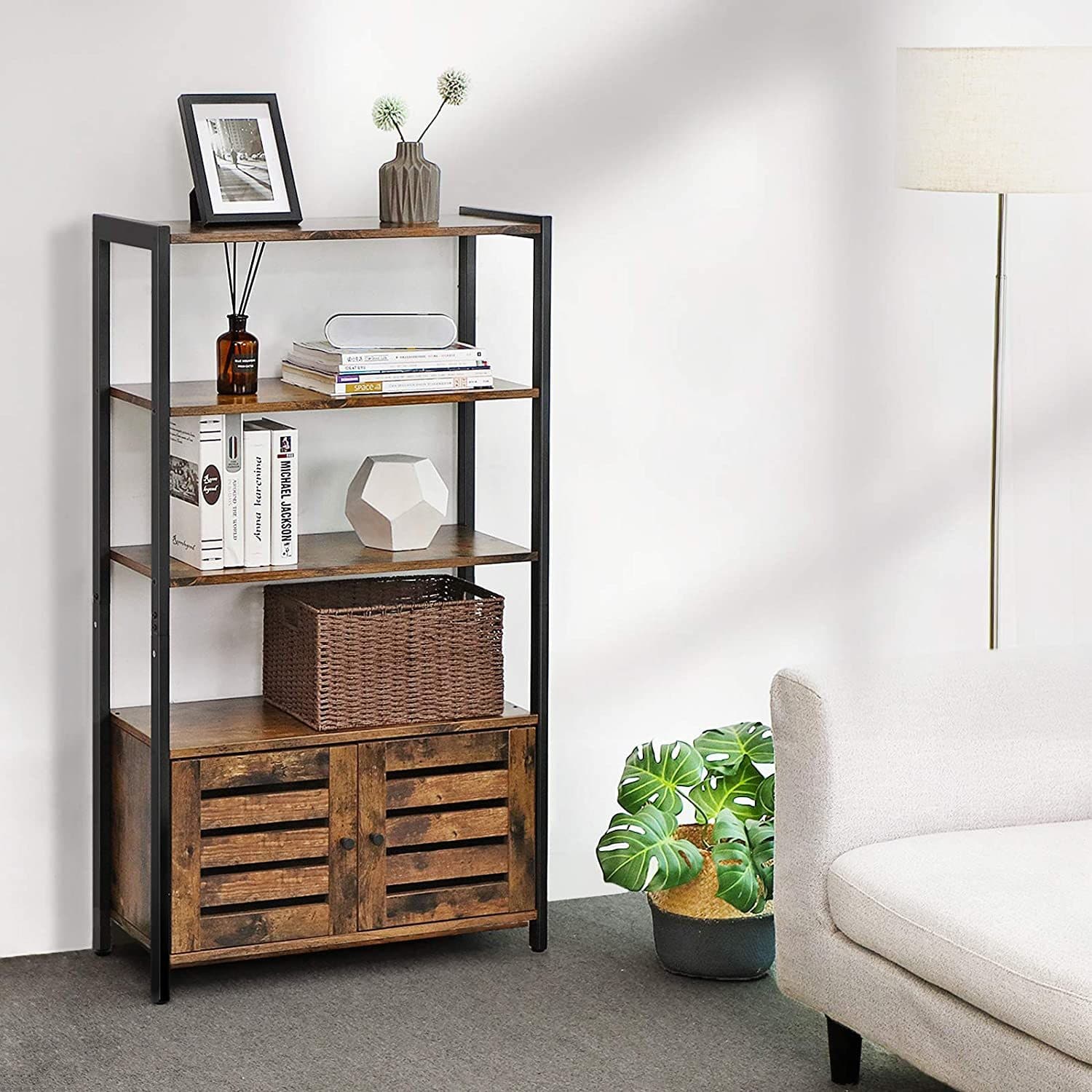 Nancy's Wayne Boekenkast - Staande Kast - Opbergkast - 3 Open Planken - 70 x 30 x 121,5 cm