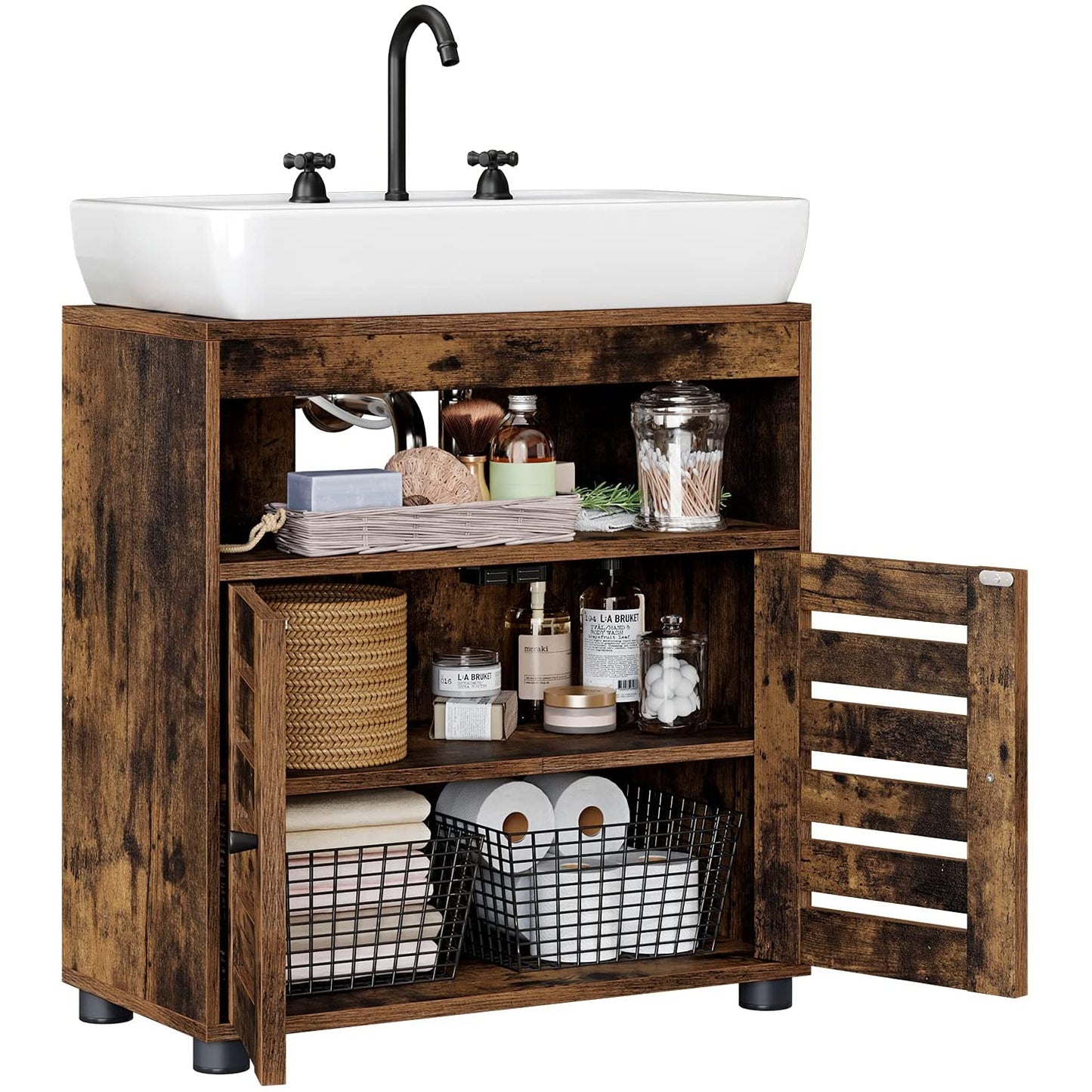 Nancy's Gaboury Badkamermeubel - Wastafelonderkast - Wastafelkast - Vintage Bruin - ± 60 x 30 x 60 cm