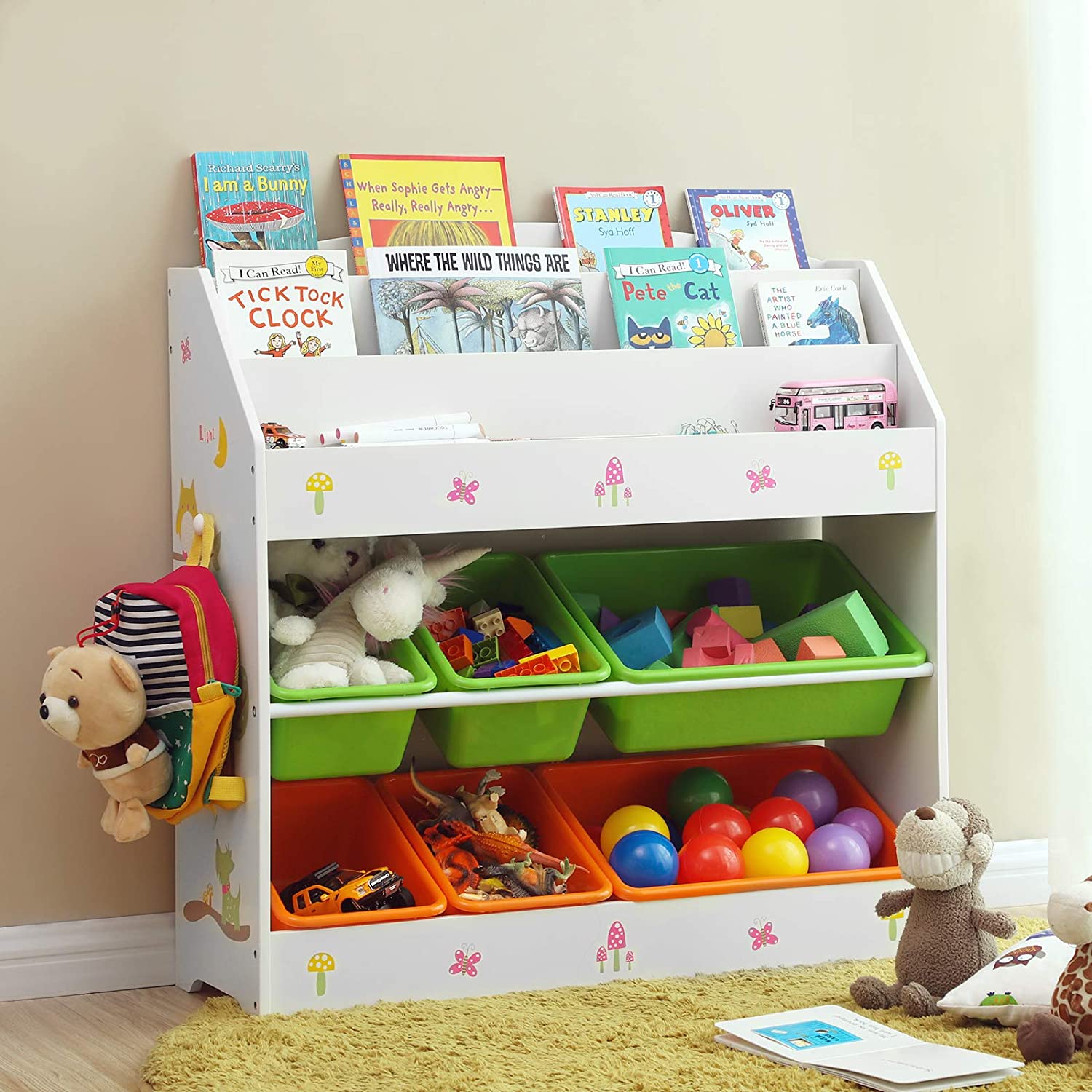 Nancy's Wendover Opbergkast - Voor Kinderen - Speelgoed Organizer - 6 Uitneembare Bakken - Meerkleurig - Wit