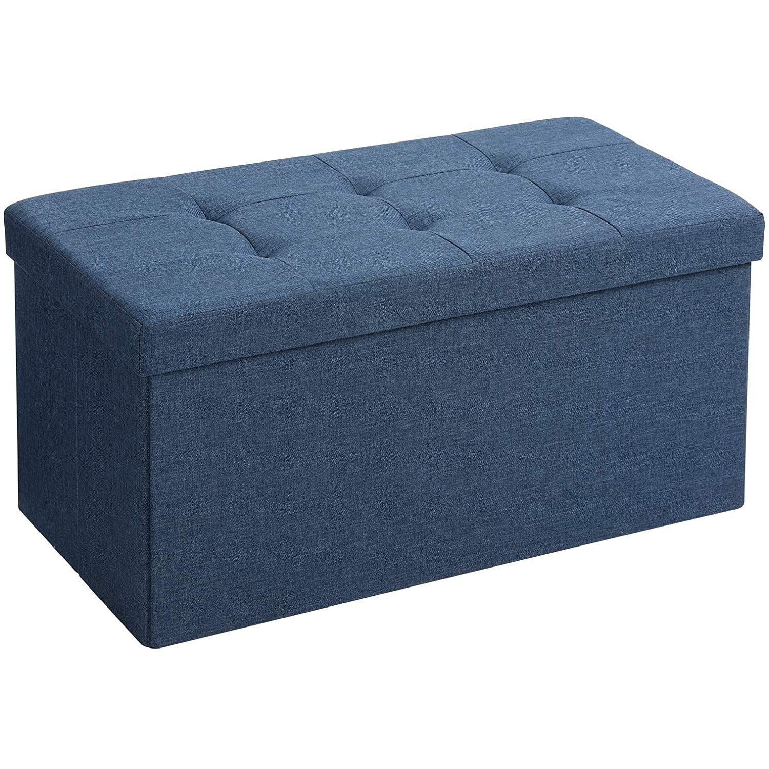 Nancy's Hocker Blauw - Zitbank Met Opslag - Linnen Bank 76 x 38 x 38 cm