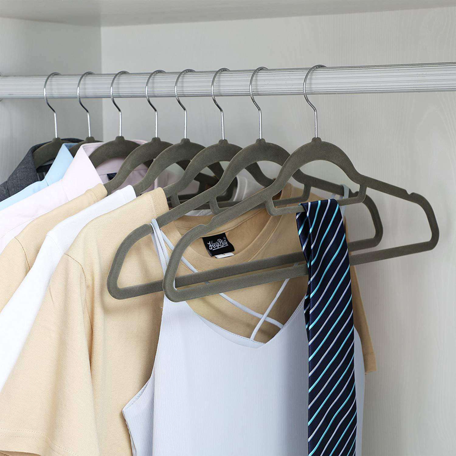 Nancy's Clothes Hangers - 100 Pieces - Anti-slip - Rotatable Metal Hook - Gray