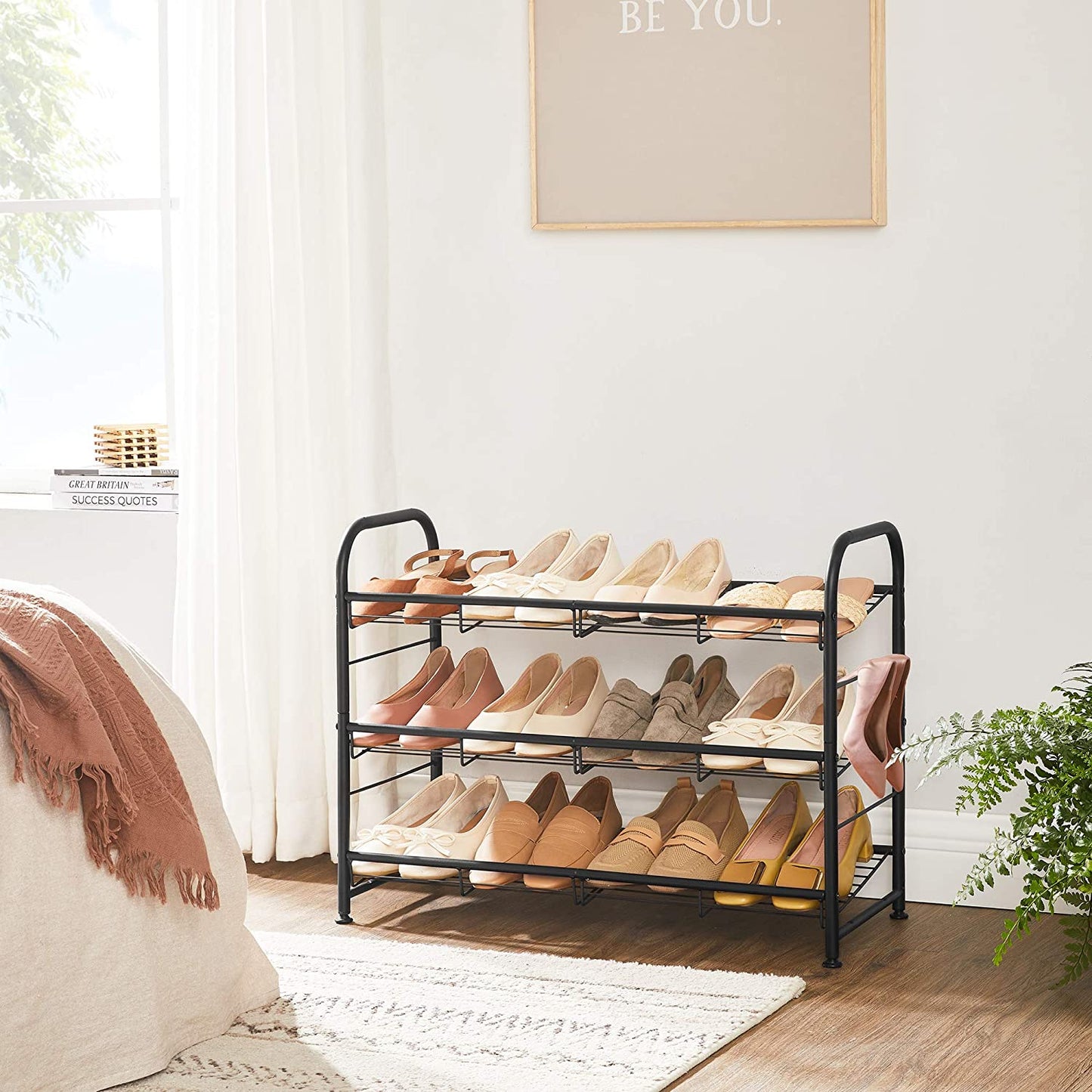 Nancy's Charland Schoenenrek - Schoenen Organizer - 3 Niveaus - 12 Paar Schoenen - Staal - Zwart - ± 70 x 30 x 50 cm