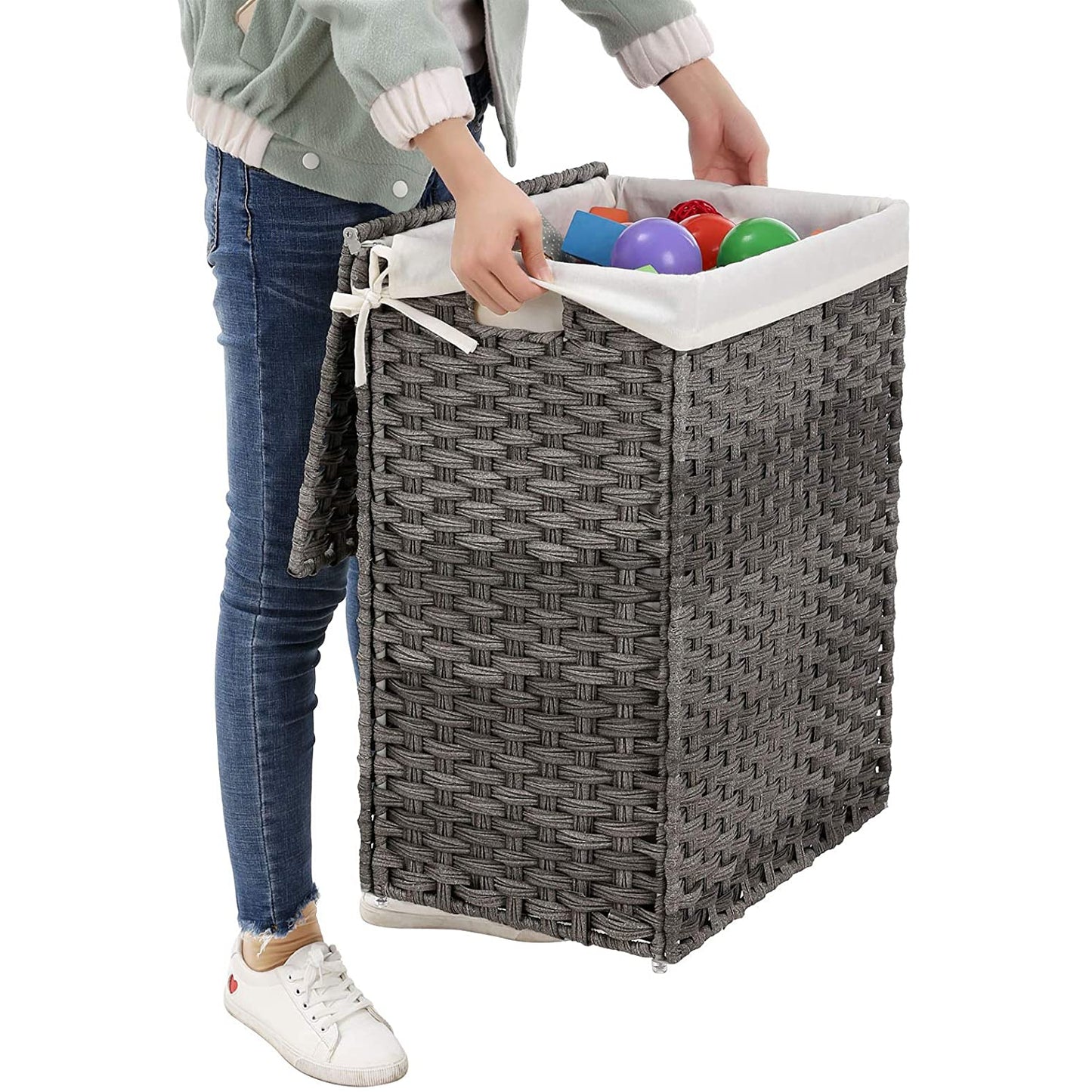 Nancy's Caxias Wasmand - Wasbox - Grijs - Rotan - 90 Liter