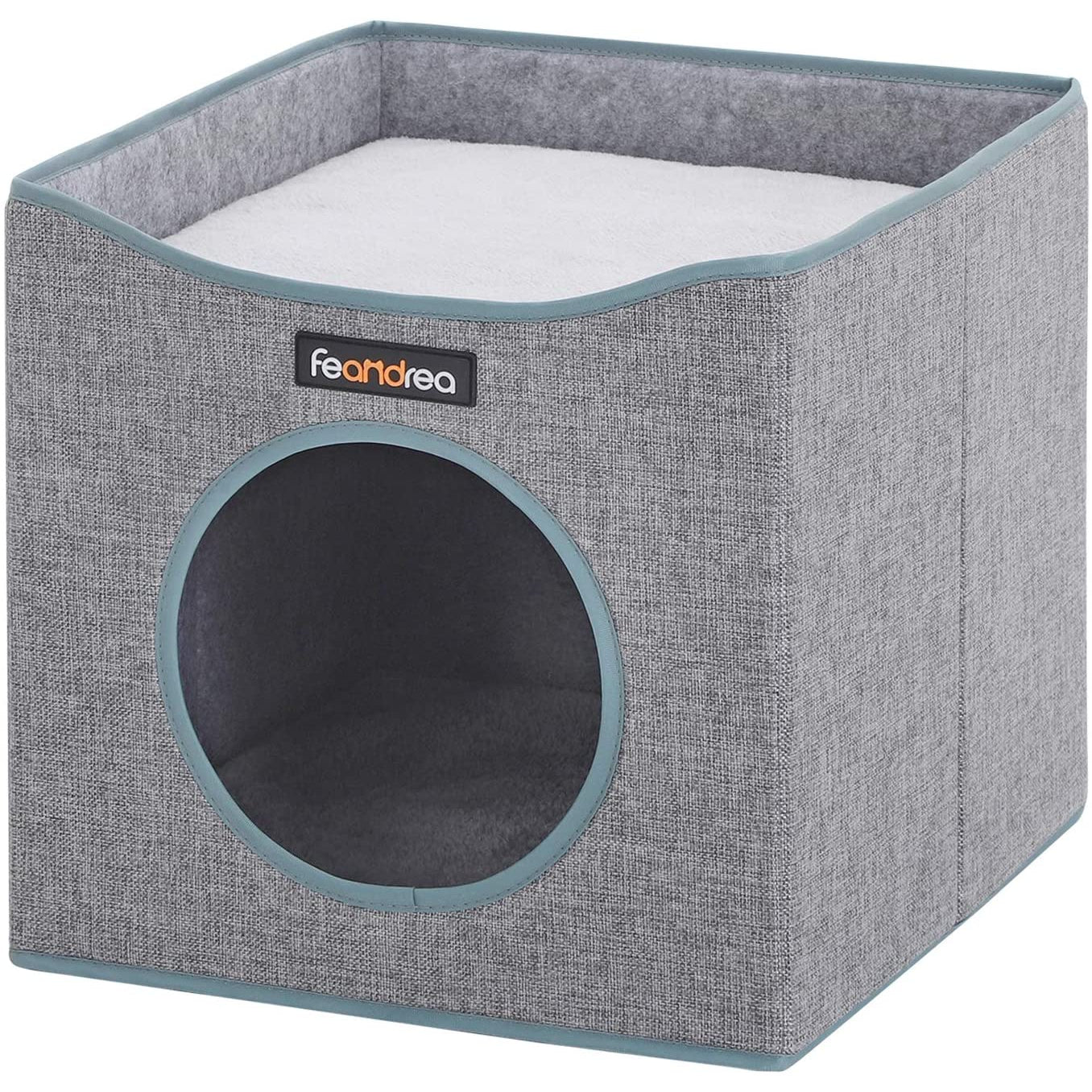 Nancy's Ozona Kattengrot - Kattenhuis - Opvouwbaar - 33 x 37 x 33 cm - Krasbestendig - Linnen - MDF - Grijs