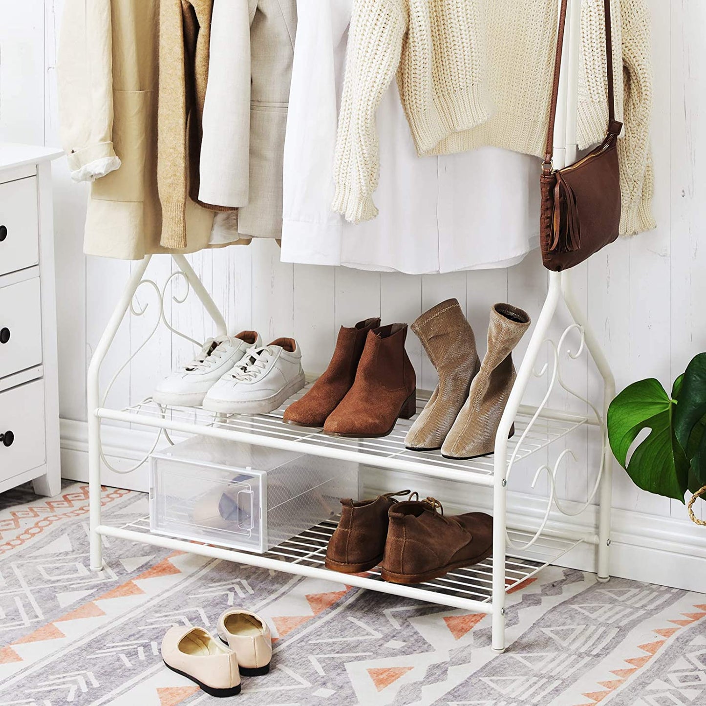 Nancy's Espadenedo Vintage Kledingrek – Kledingstang - Garderoberek - Beige - ± 90 x 40 x 175 cm