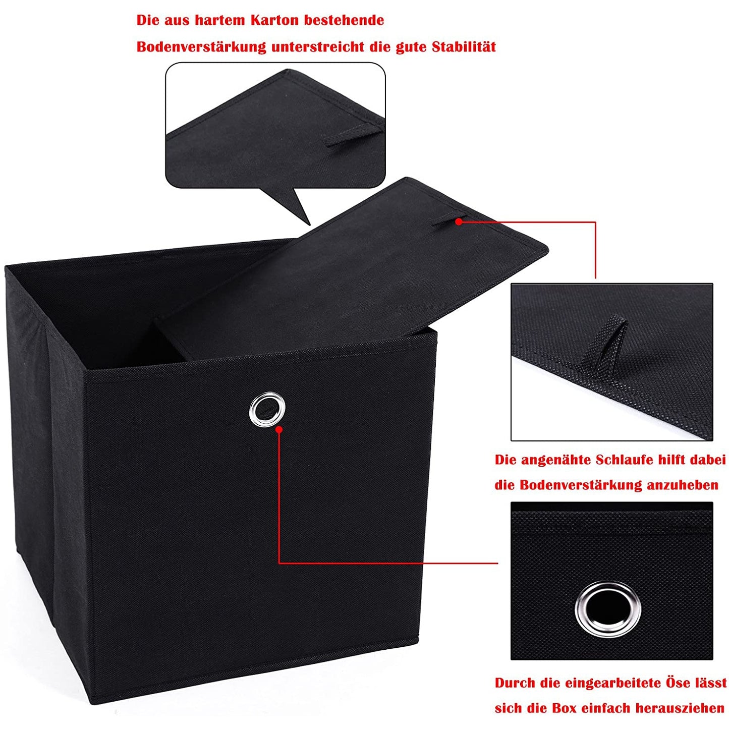 Nancy's 6 Opvouwbare Opbergdozen - Vouwdoos - Opbergboxen 30 x 30 x 30 cm - Zwart