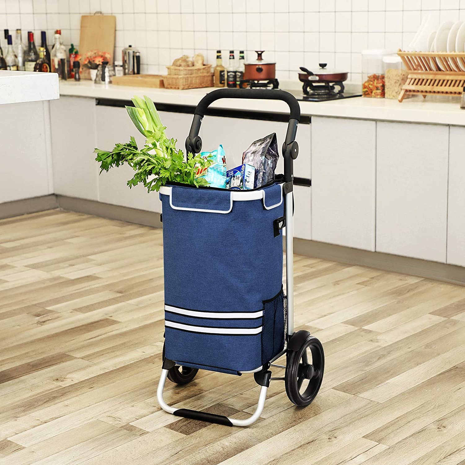 Nancy's Moscavide Shopping Trolley - Trolley on Wheels - Shopping Cart - With Cooling Compartment - Blue - 35 liters