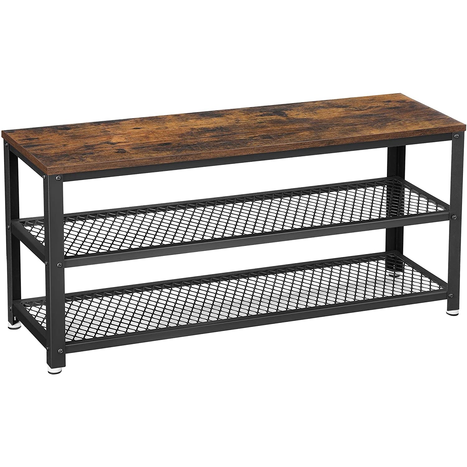 Nancy's Hillsboro Shoe Bench - Shoe Rack - Shoe Cabinet - Vintage Brown / Black - 100 x 30 x 45 cm