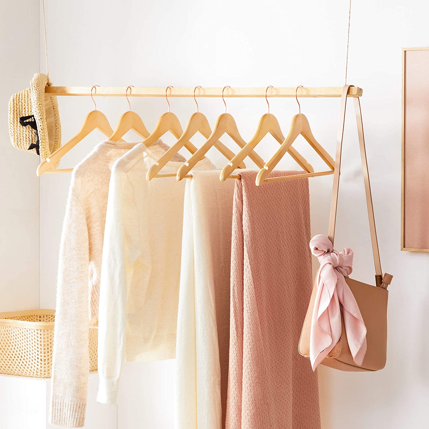 Nancy's Wooden Clothes Hangers - Set of 20 - Suit Hangers - Anti-Slip - 360 Degree Rotatable Hook - Jackets - Shirts - Trousers - Natural Color