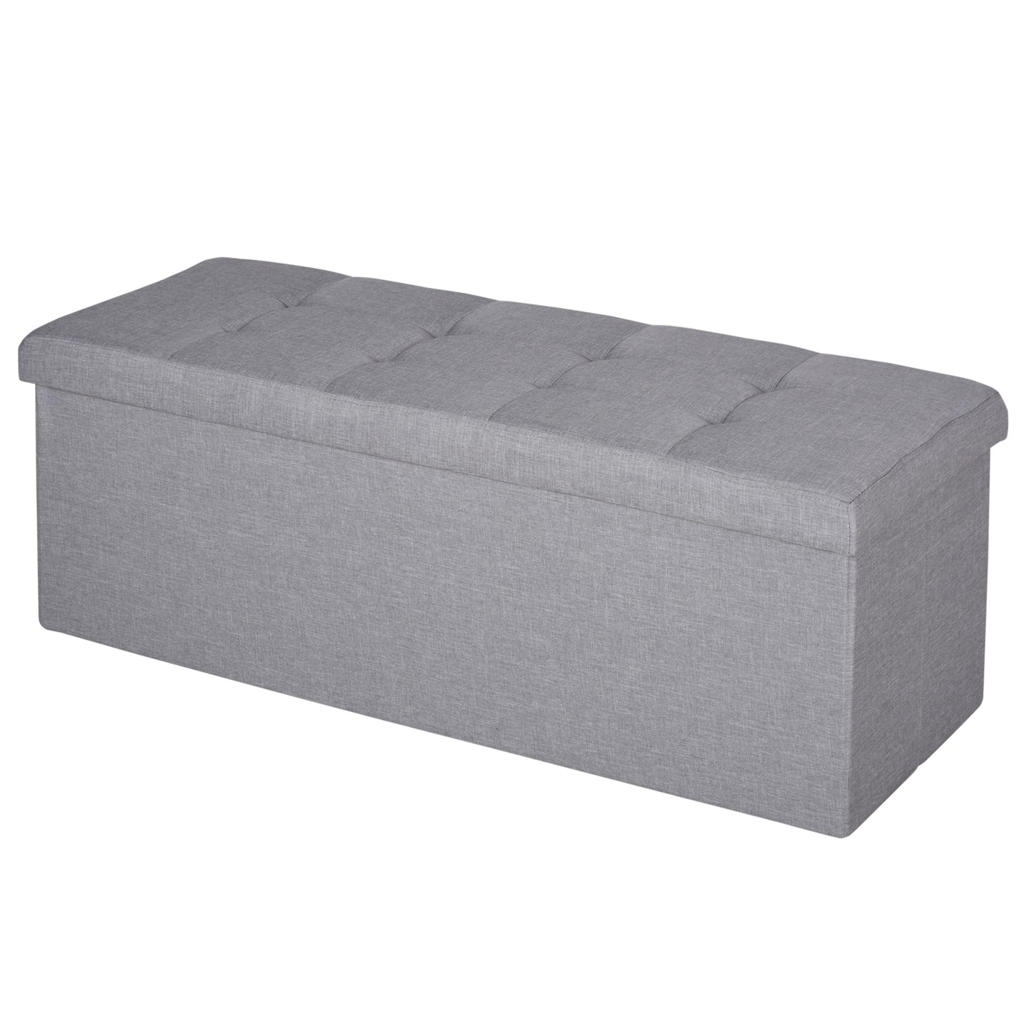 Nancy's Opelousas Hocker - Opbergruimte - Opvouwbaar - Opbergkist - 3 Vakken - Grijs - 110 x 38 x 38 cm
