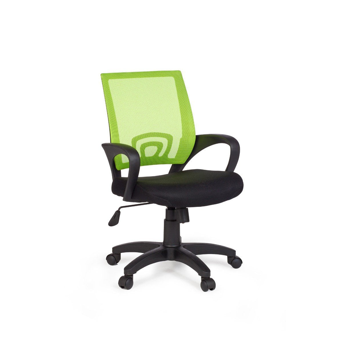 Chaise de bureau Nancy's Naples - Chaise pivotante - Ajustable - Chaise haute - Noir + Vert/Gris