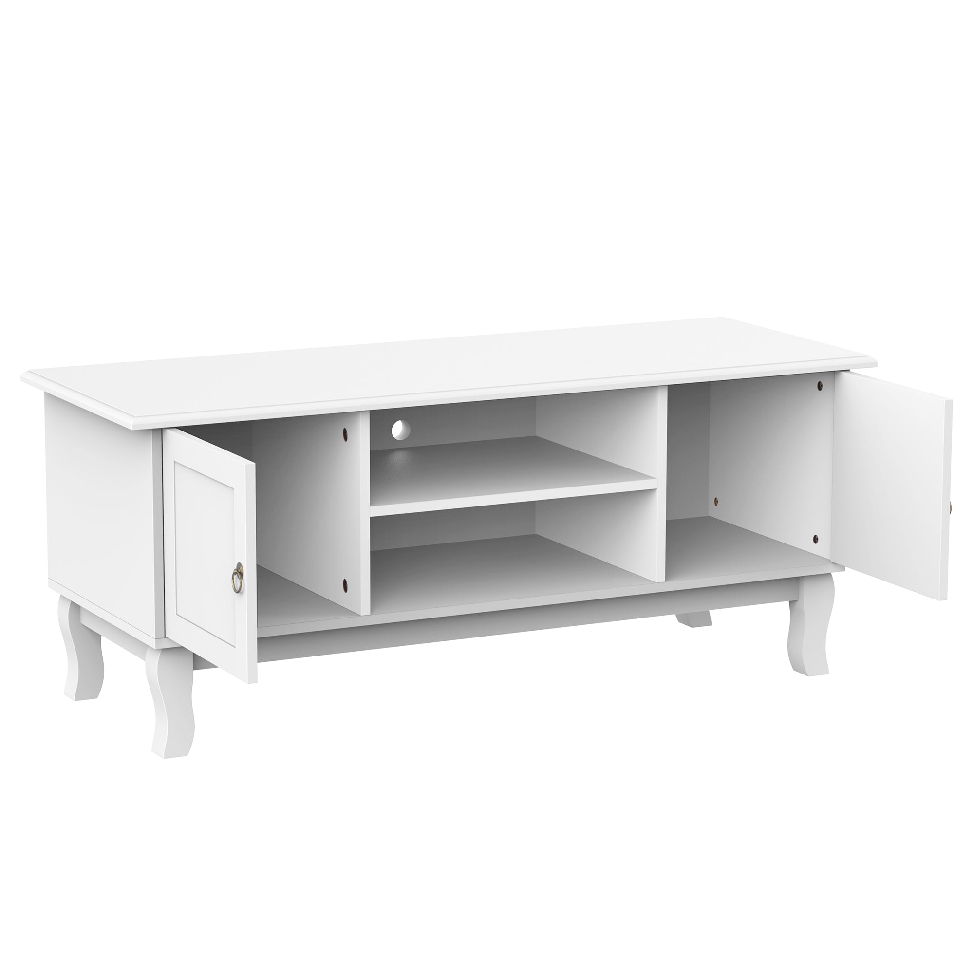 Nancy's Harlingen TV-Meubel - TV Lowboard - TV Kast - Dressoir - Opbergvakken - Kabelmanagement - Waterafstotend - MDF - Wit