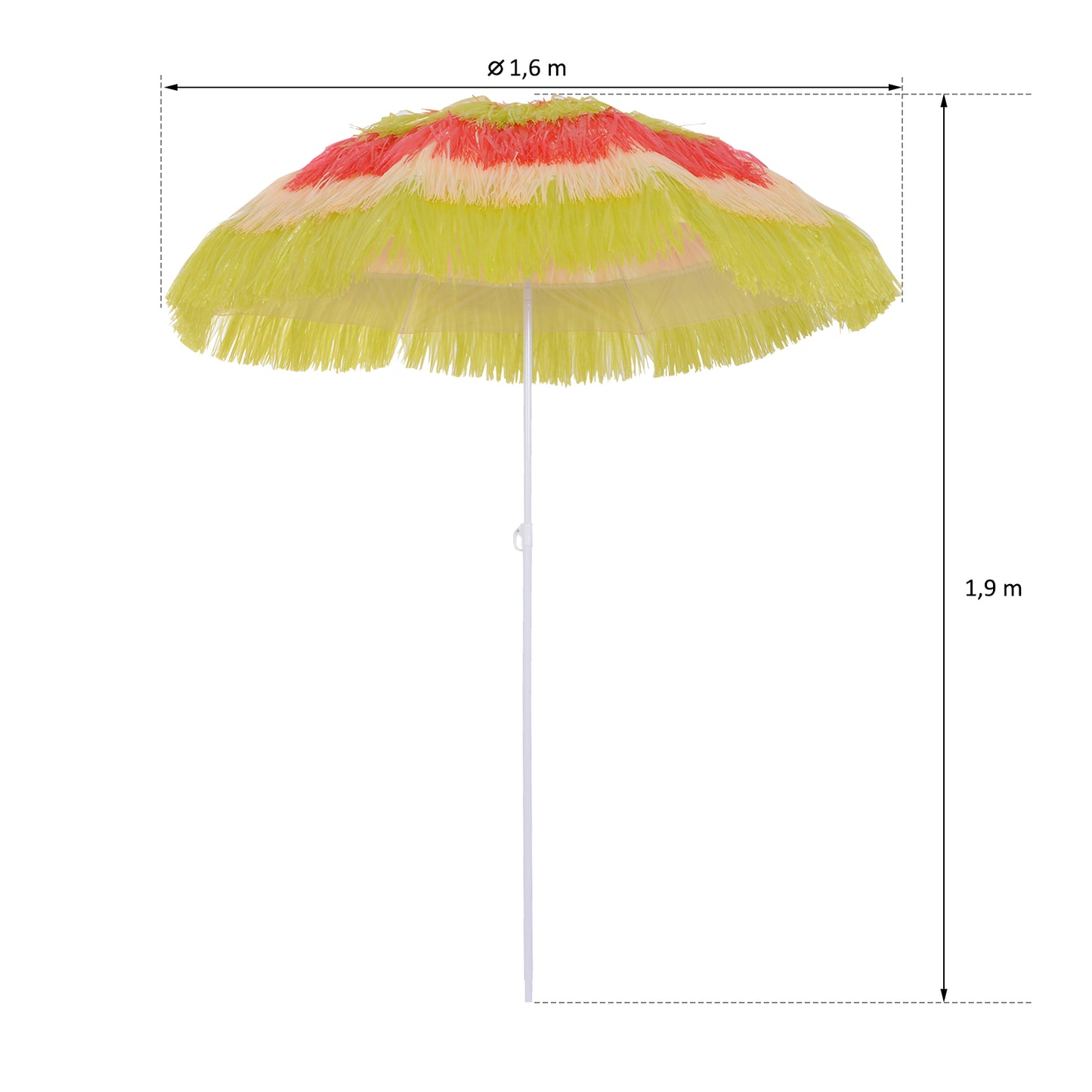 Nancy's Mora Parasol - Feestparaplu - Hawaï - Zonwering - Schaduw - Geel - Rood - Ø 160 cm