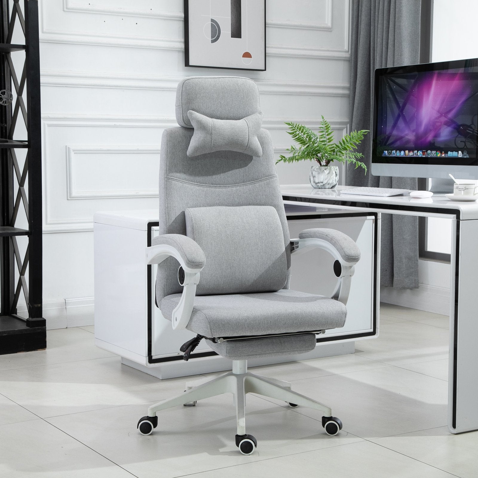 Nancy's Marietta Office Chair - Swivel Chair - Executive Chair - Ergonomic - With Footrest - Adjustable - Grey