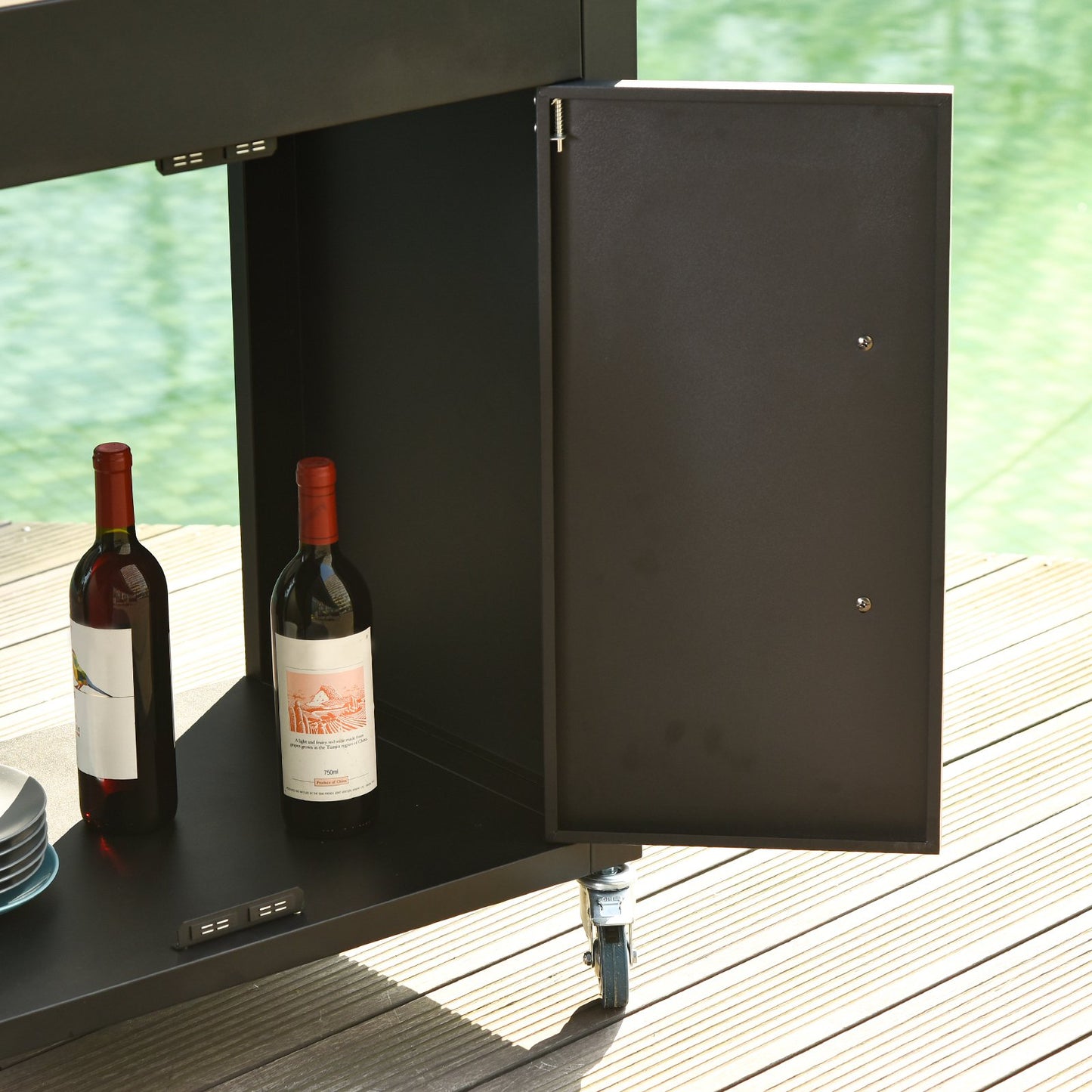 Nancy's Oshkosh Keukentrolley - Keukenwagen - Serveerwagen - Bijzettafel op wieltjes - Zwart - Staal - ± 85 x 50 x 85 cm