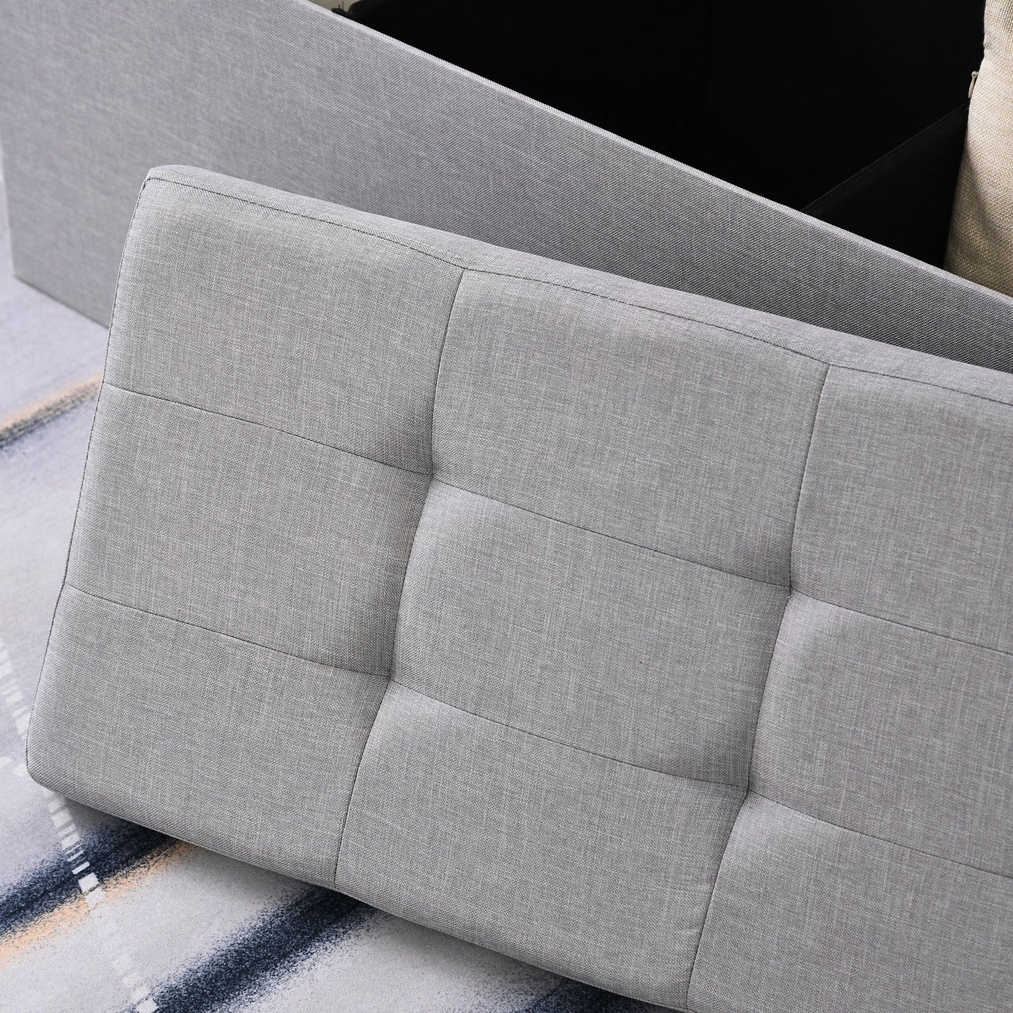 Nancy's Opelousas Hocker - Opbergruimte - Opvouwbaar - Opbergkist - 3 Vakken - Grijs - 110 x 38 x 38 cm