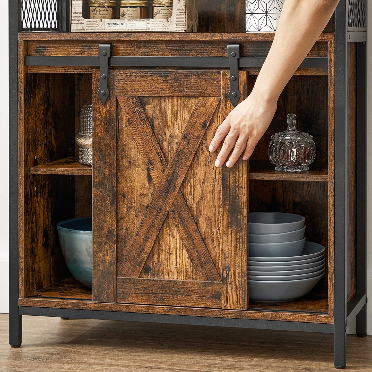Nancy's Cody Dressoir - Opbergkast - Vintage Bruin / Zwart - Spaanplaat / Staal - 70 x 30 x 80 cm