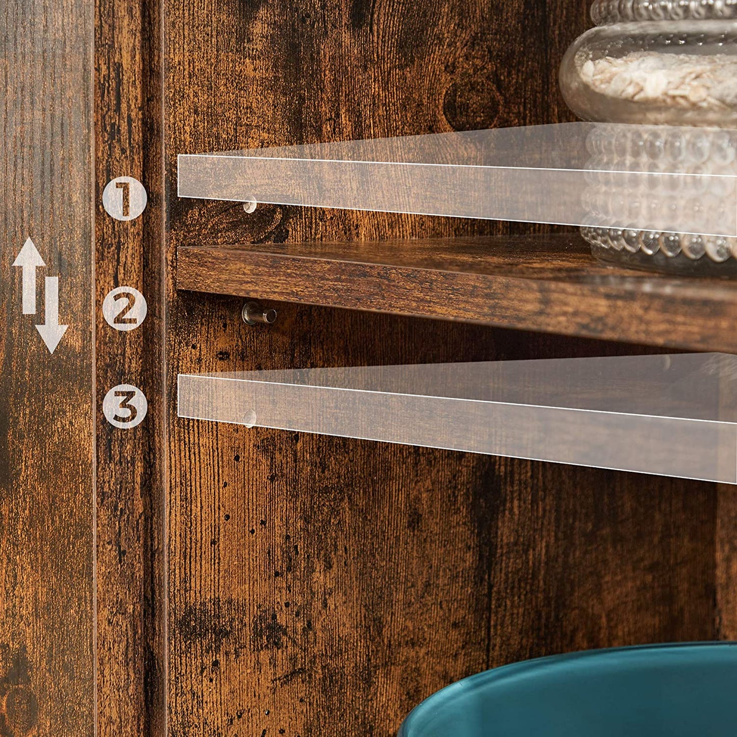 Nancy's Cody Dressoir - Opbergkast - Vintage Bruin / Zwart - Spaanplaat / Staal - 70 x 30 x 80 cm