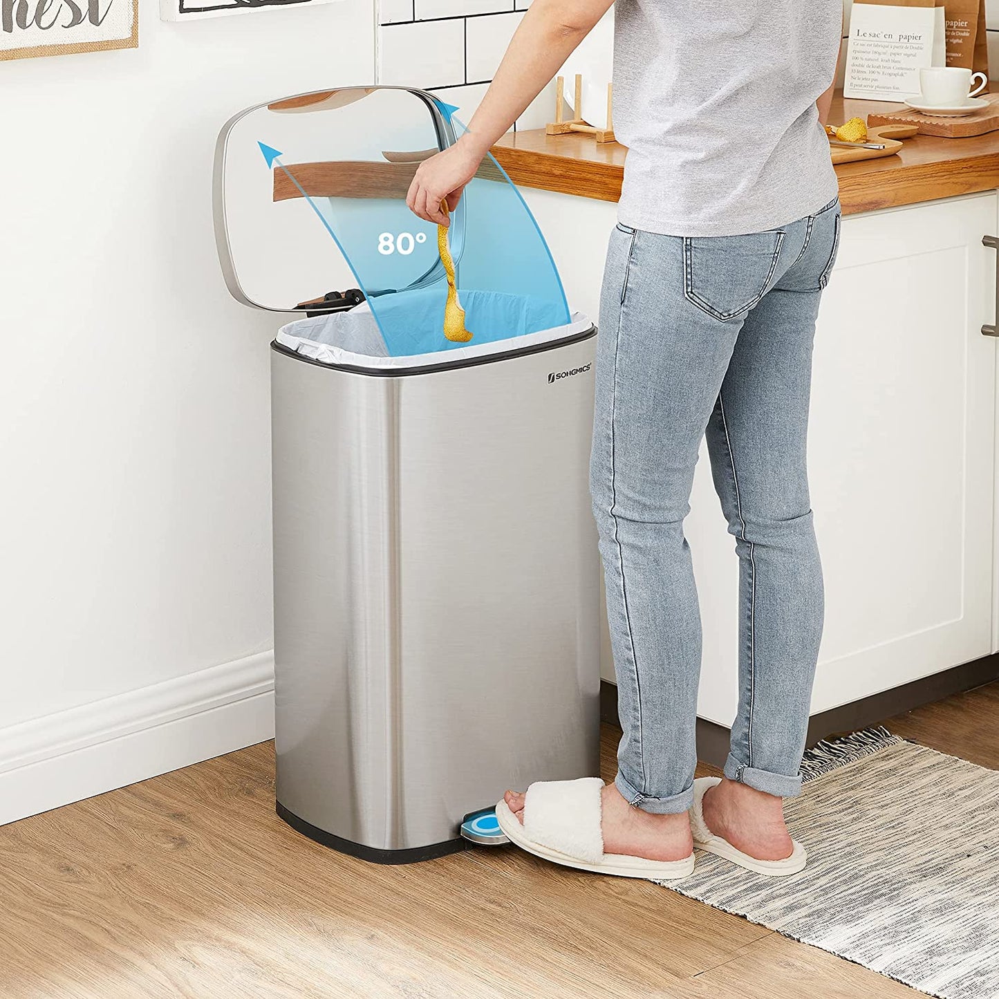 Nancy's Greenland Pedaalemmer - Prullenbak - Afvalemmer - Zilver - 50 Liter