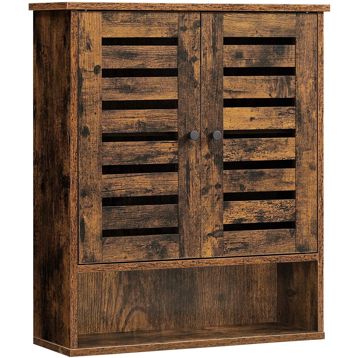 Nancy's Bolingbrook Wall Cabinet - Bathroom Cabinet - Storage Cabinet - 2 Doors - 1 Open Compartment - Brown - Engineered Wood - Industrial - 60 x 20 x 70 cm
