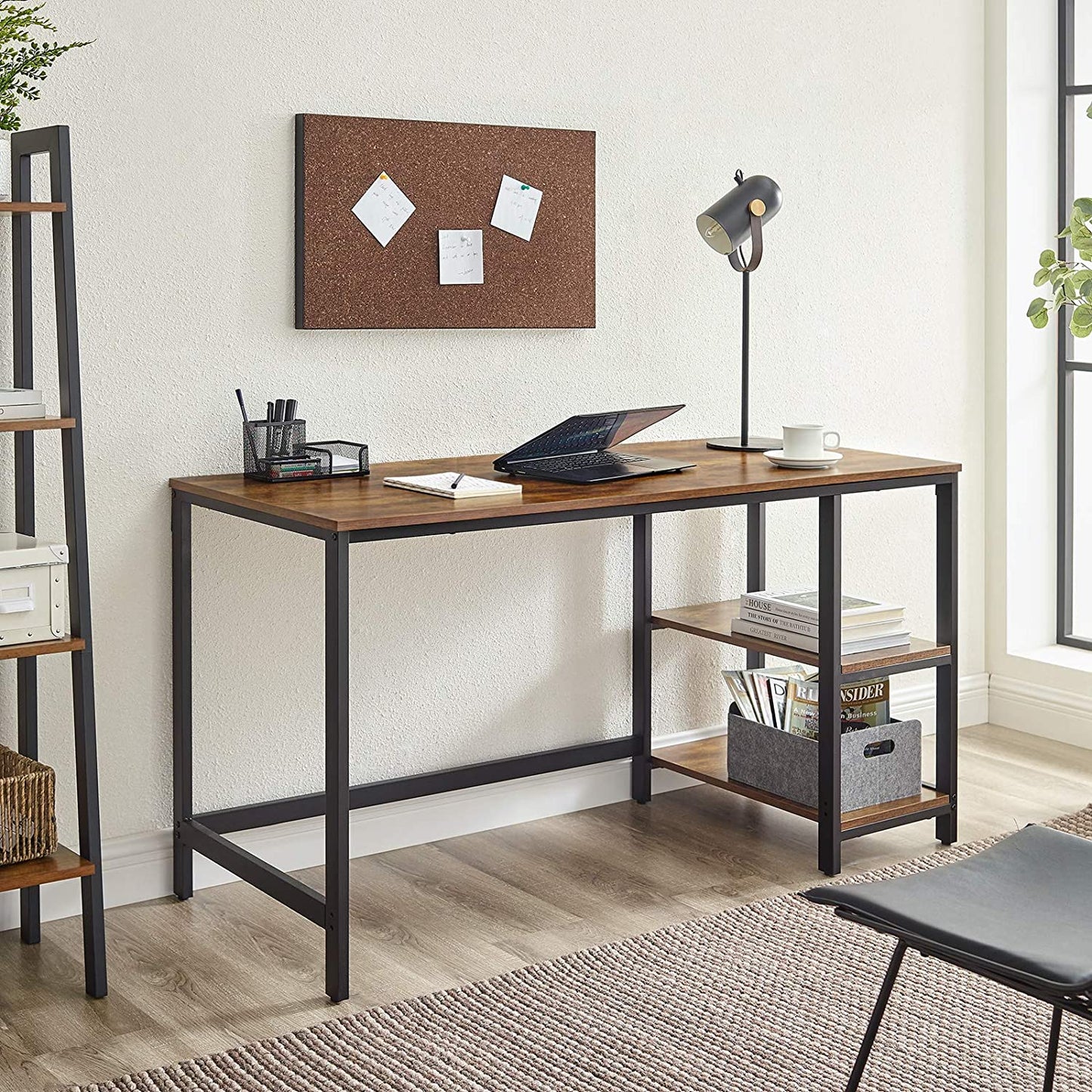 Nancy's Orchards Bureau - Computertafel - Opbergruimte - Bruin / Zwart - 140 x 60 x 75 cm