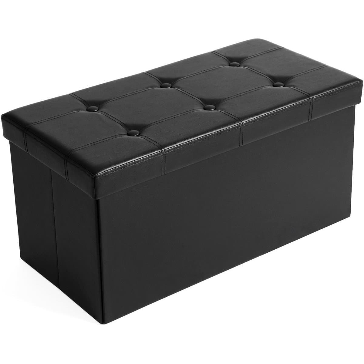 Nancy's Waimer Canapé Simili Cuir avec Espace de Rangement - Repose-pieds - Canapé - Rangement Noir