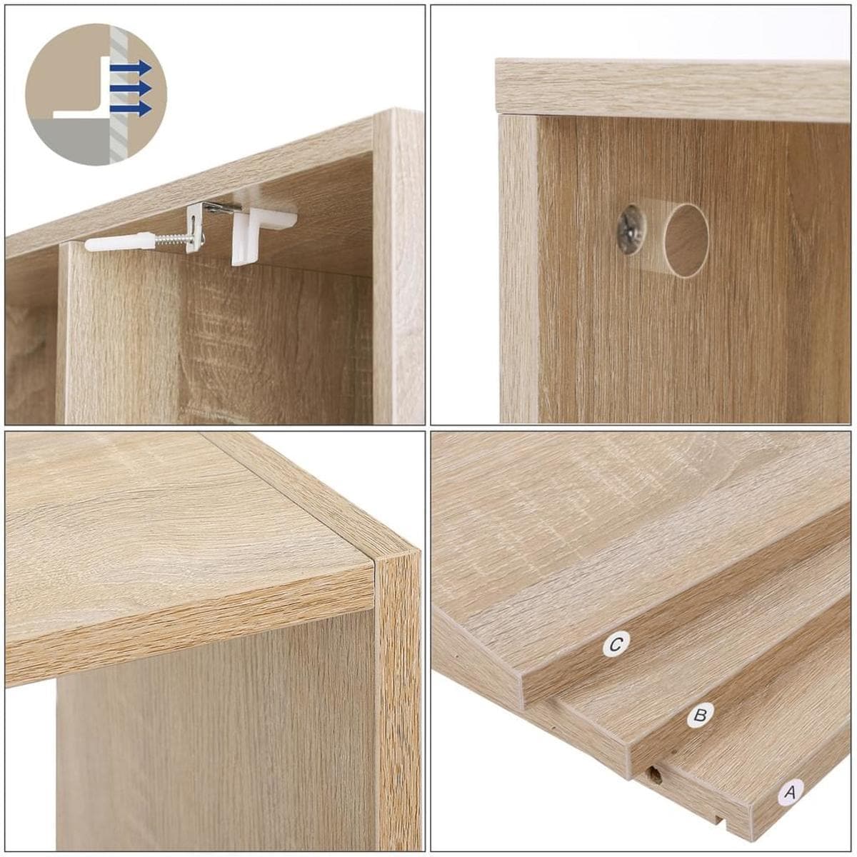 Nancy's Ykoda Boekenkast - Vakkenkast - Wandkast - Opbergkast - Eiken - ± 100 x 30 x 100 cm