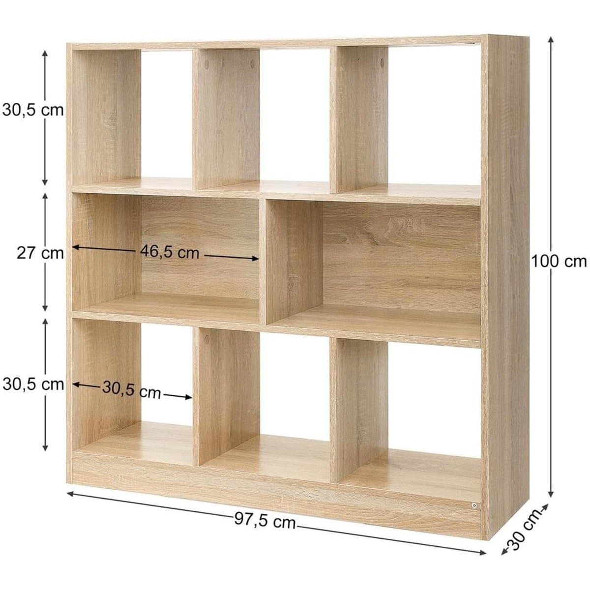 Nancy's Ykoda Boekenkast - Vakkenkast - Wandkast - Opbergkast - Eiken - ± 100 x 30 x 100 cm