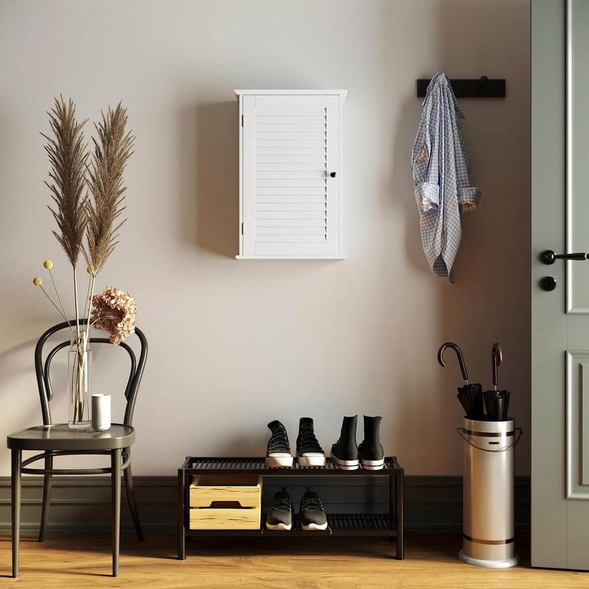 Nancy's Maia Badkamerkast - Wandkast - Opbergkastje - Wit - ± 40 x 15 x 60 cm